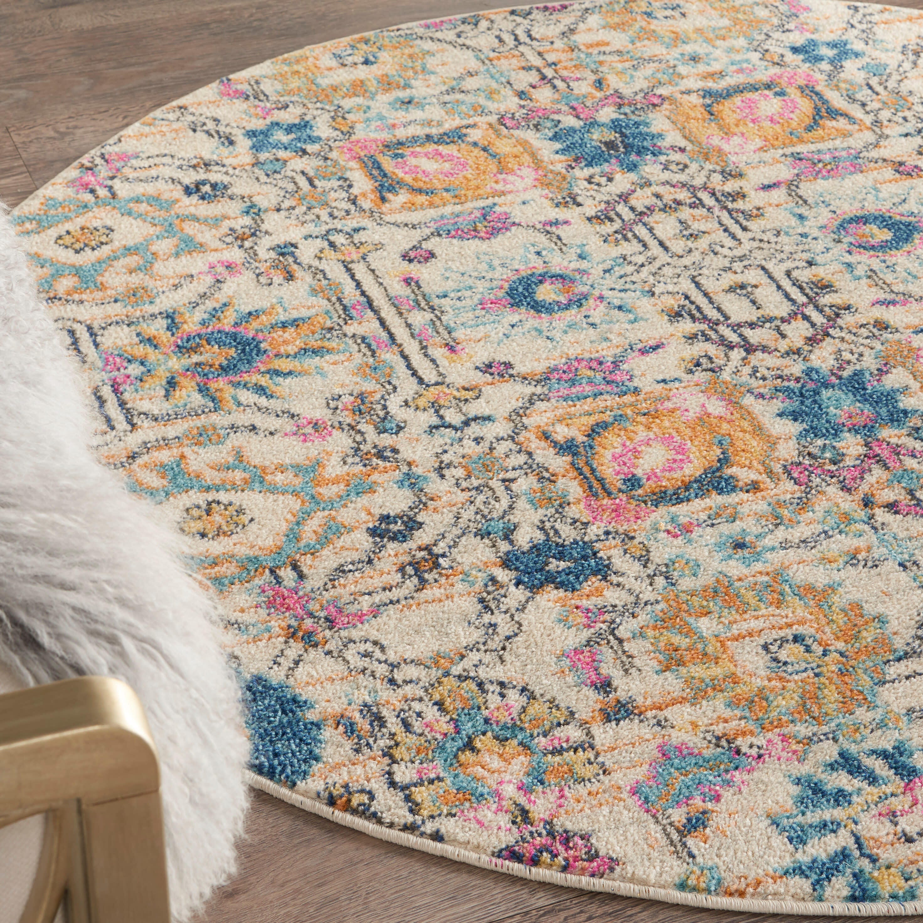 Nourison Home Passion Lush 4' Round Area Rug, Ivory/Multi, large