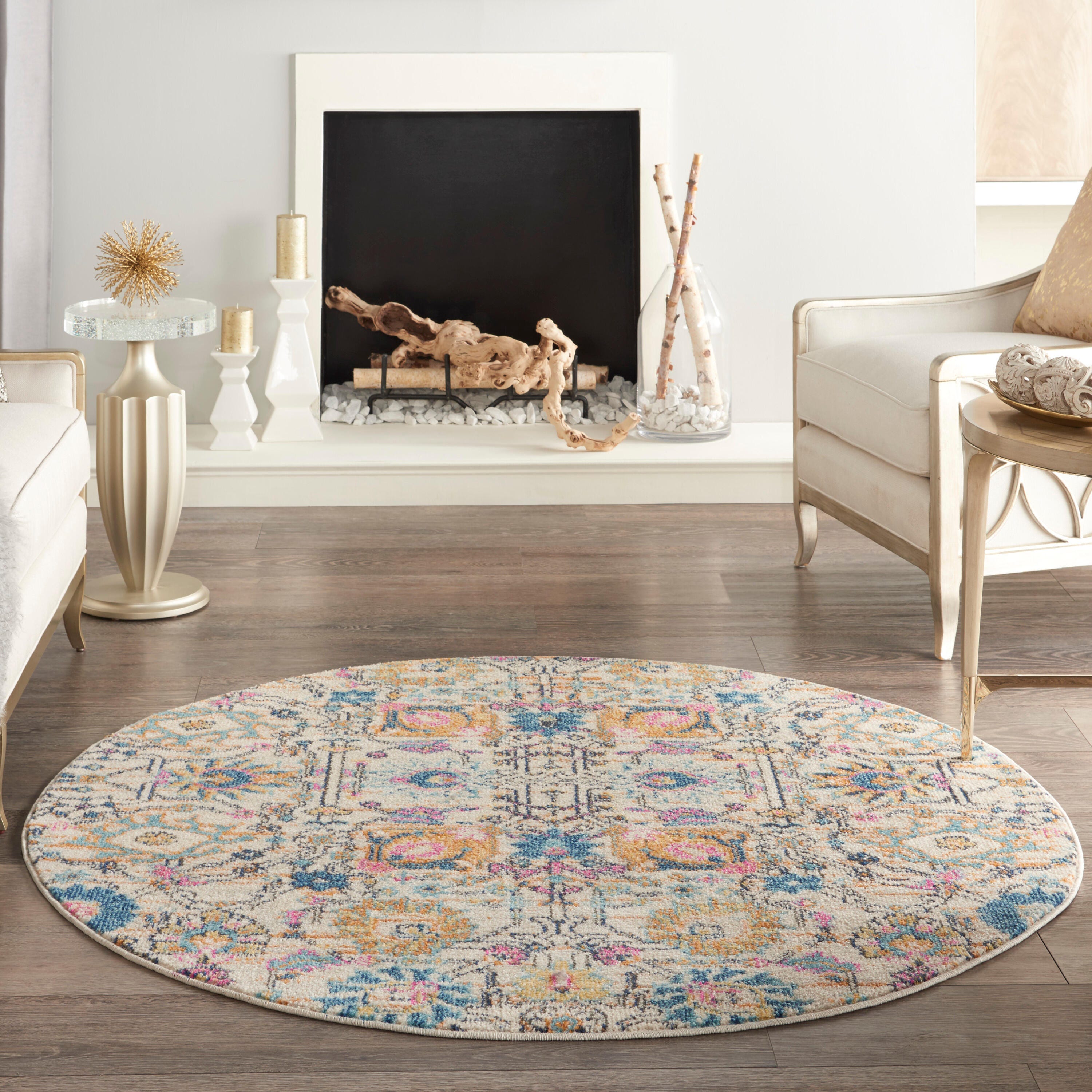 Nourison Home Passion Lush 4' Round Area Rug, Ivory/Multi, large