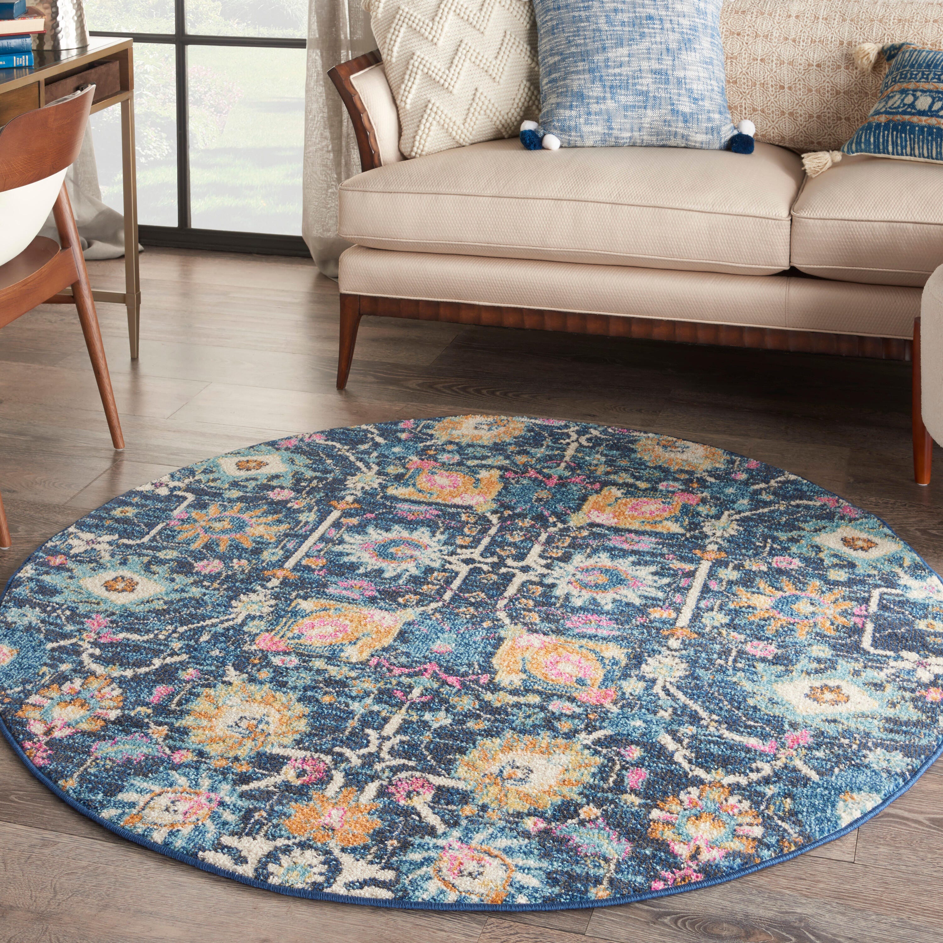 Nourison Home Passion Lush 4' Round Area Rug, Navy, rollover