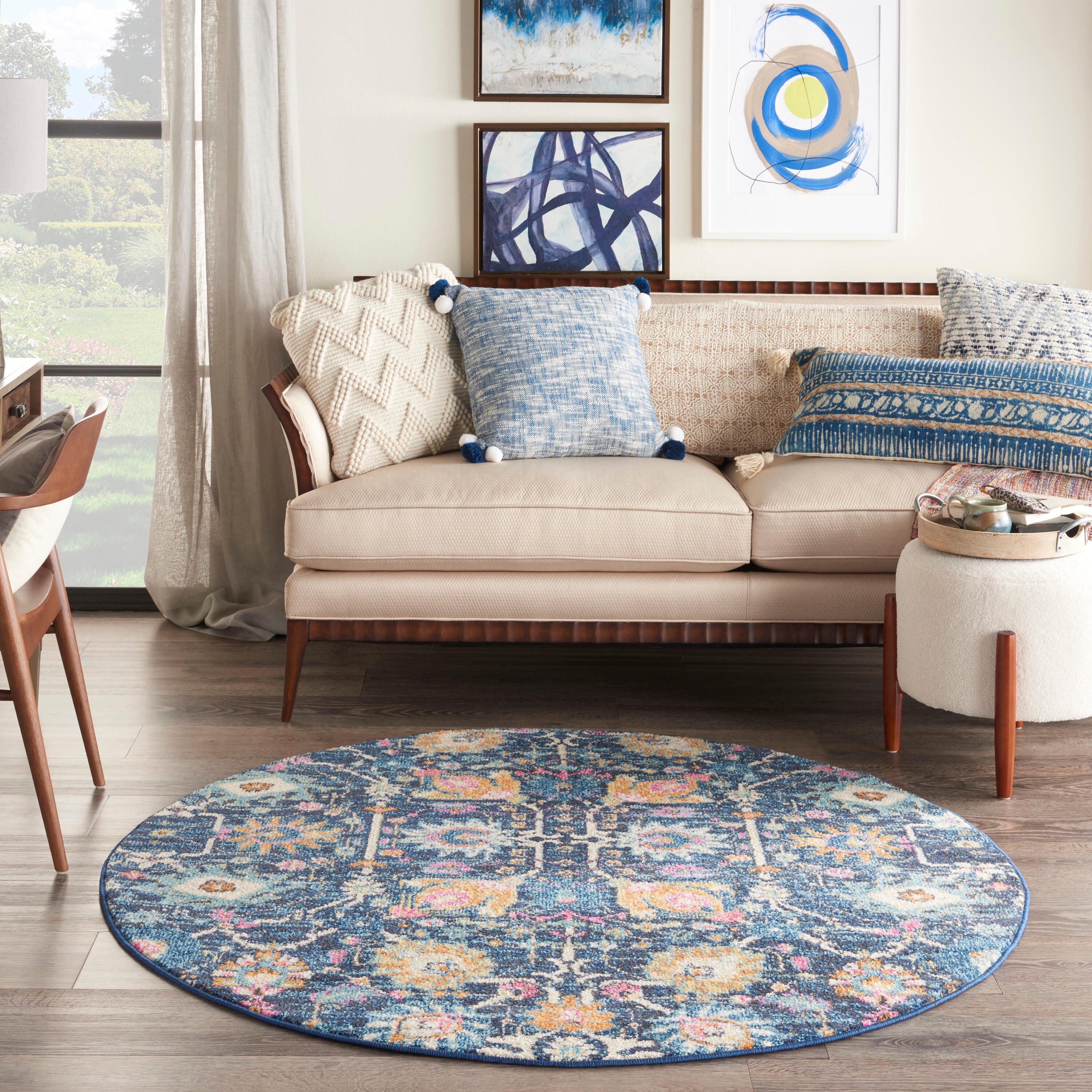 Nourison Home Passion Lush 4' Round Area Rug, Navy, large