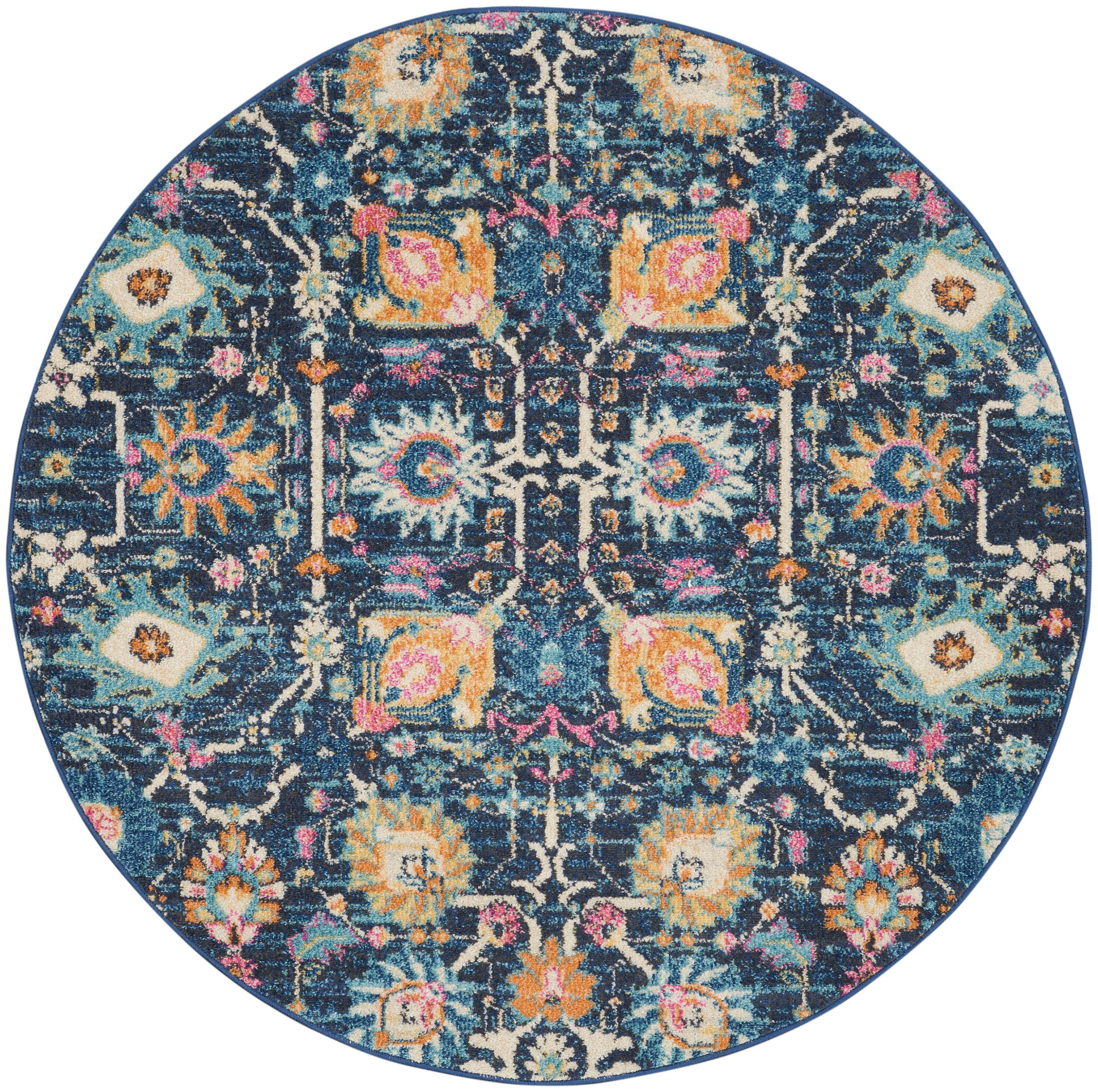 Nourison Home Passion Lush 5' Round Area Rug, Navy, large