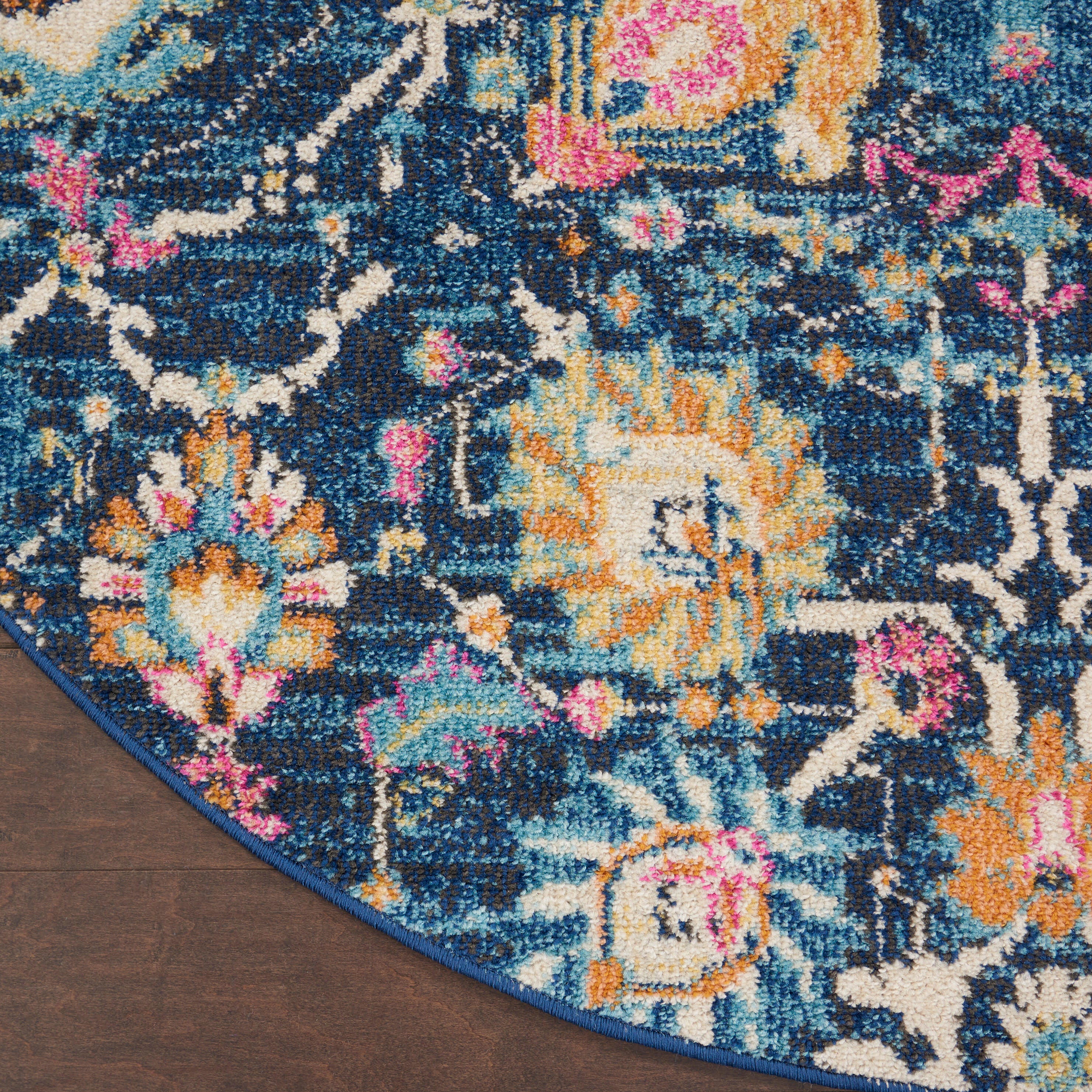 Nourison Home Passion Lush 5' Round Area Rug, Navy, large