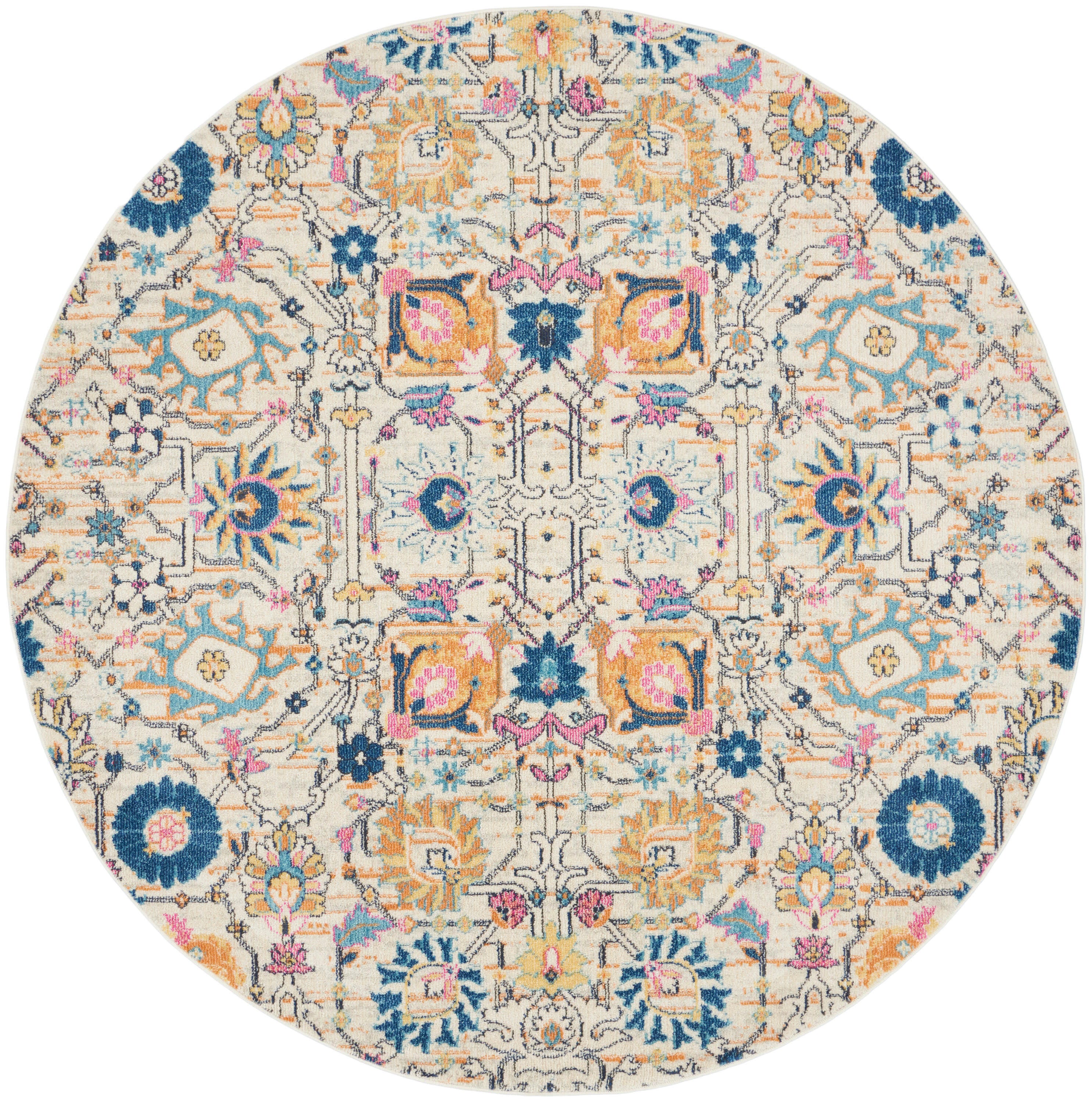 Nourison Home Passion Lush 8' Round Area Rug, Ivory/Multi, large