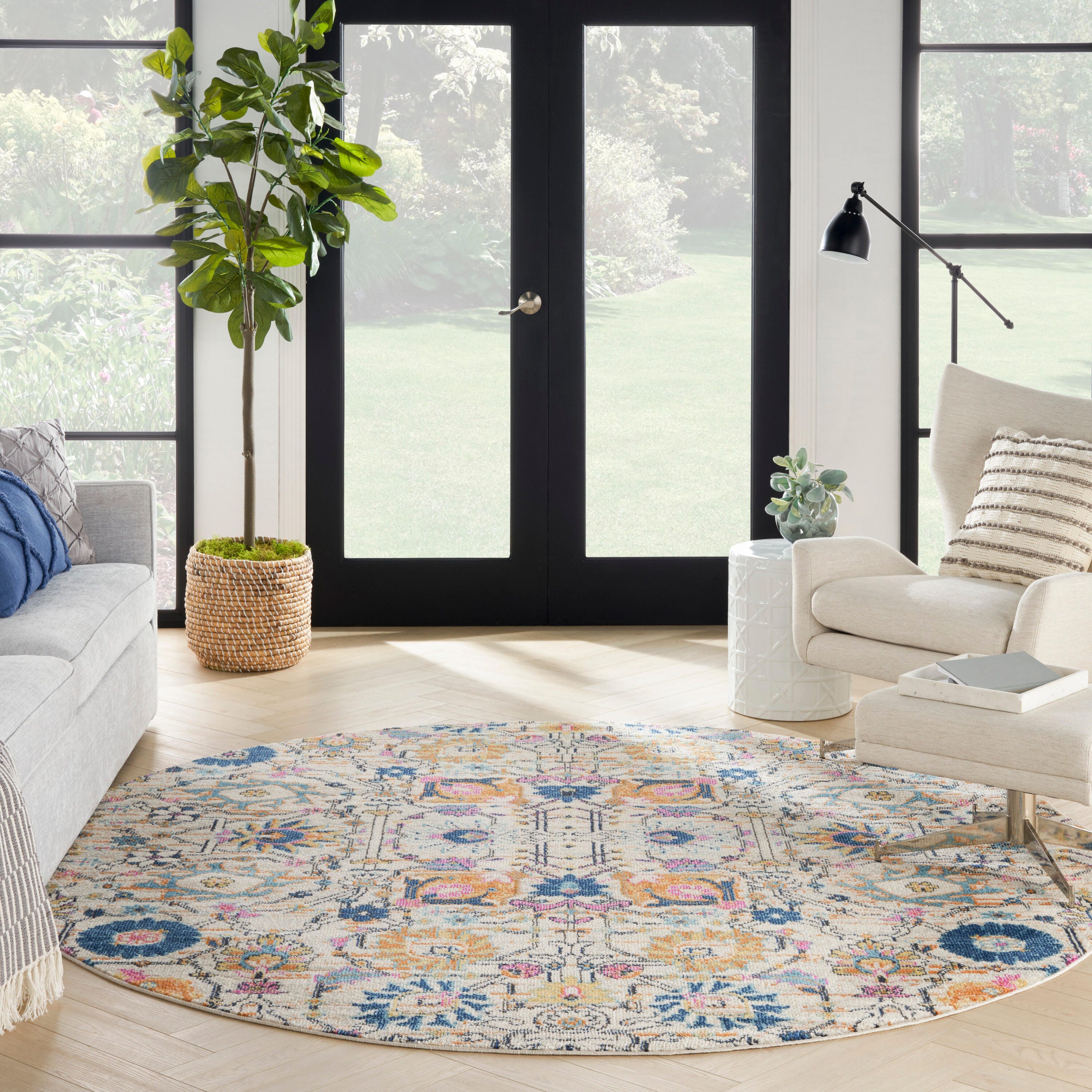 Nourison Home Passion Lush 8' Round Area Rug, Ivory/Multi, large