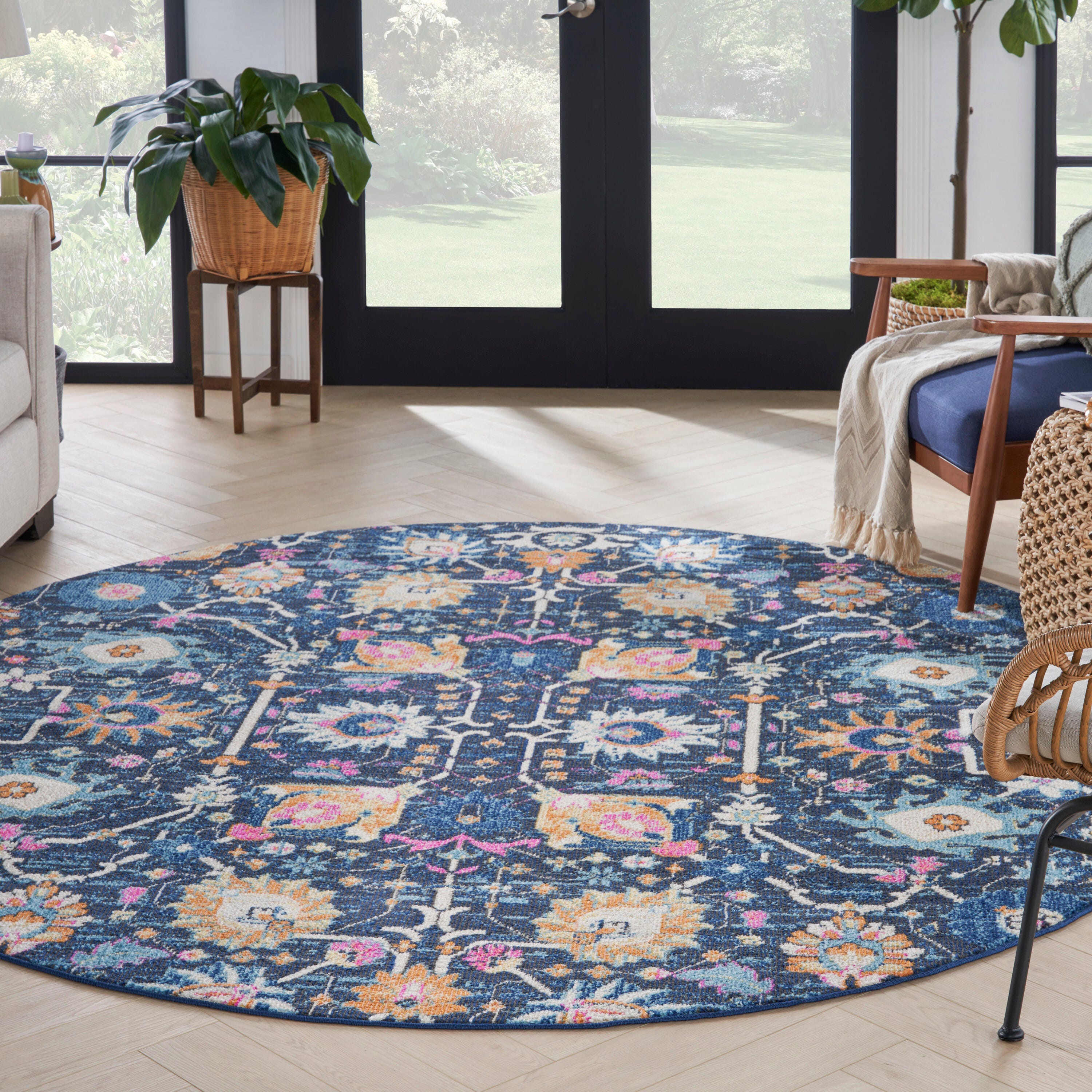 Nourison Home Passion Lush 8' Round Area Rug, Navy, rollover