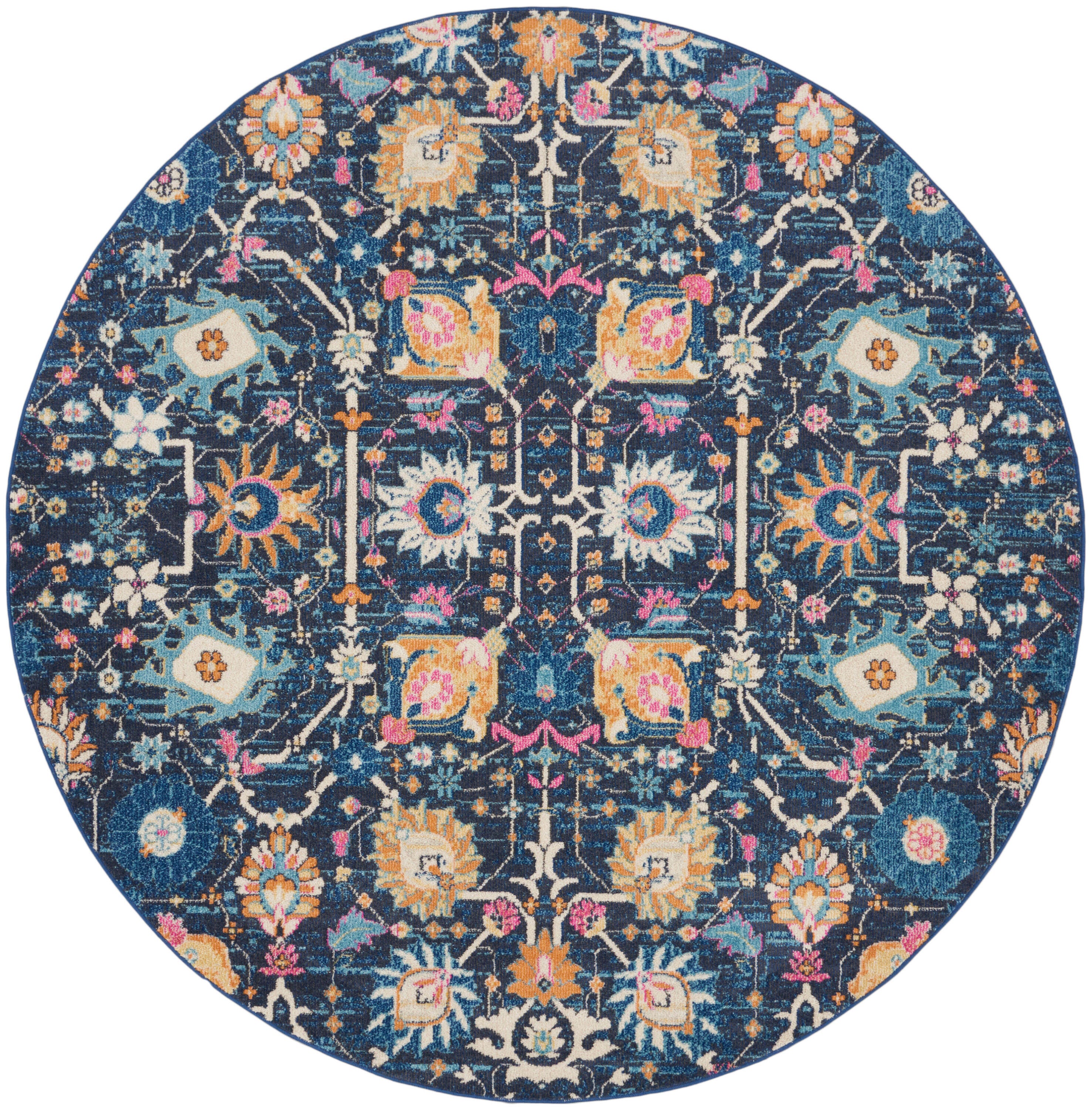 Nourison Home Passion Lush 8' Round Area Rug, Navy, large