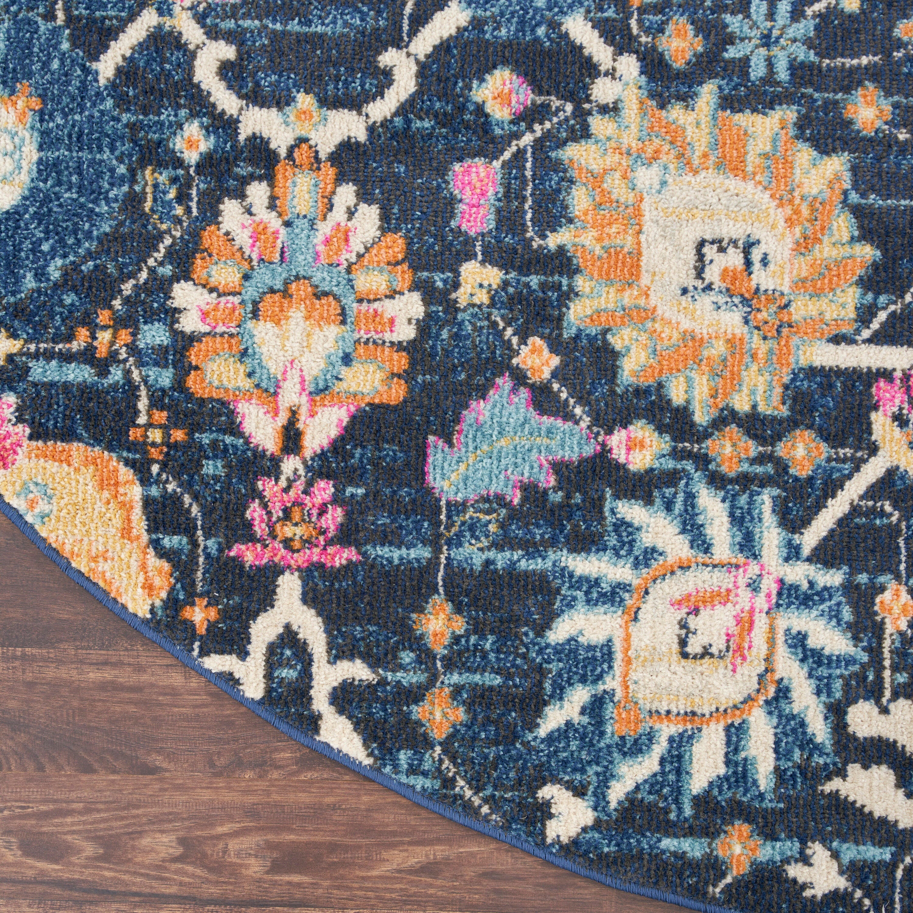 Nourison Home Passion Lush 8' Round Area Rug, Navy, large