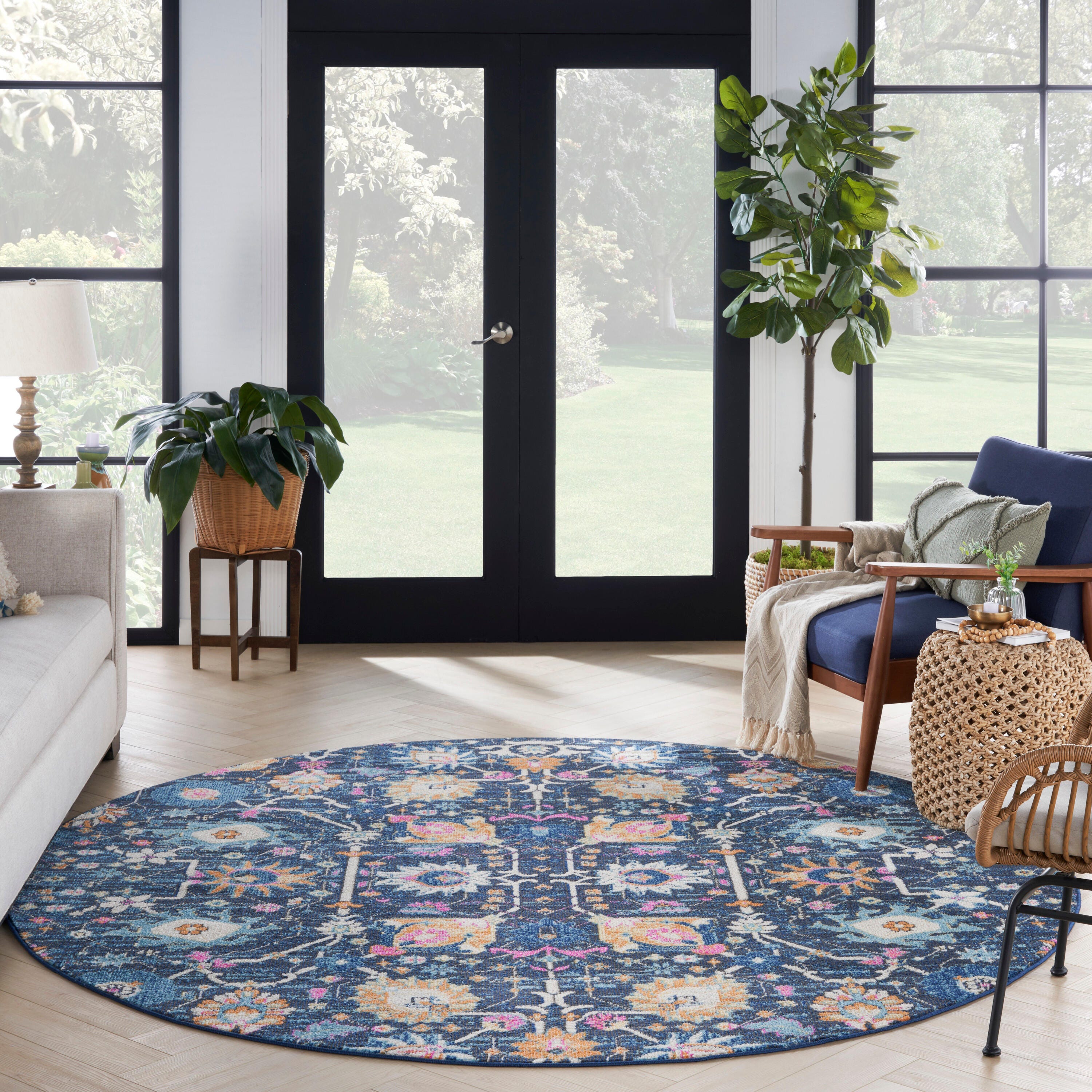 Nourison Home Passion Lush 8' Round Area Rug, Navy, large