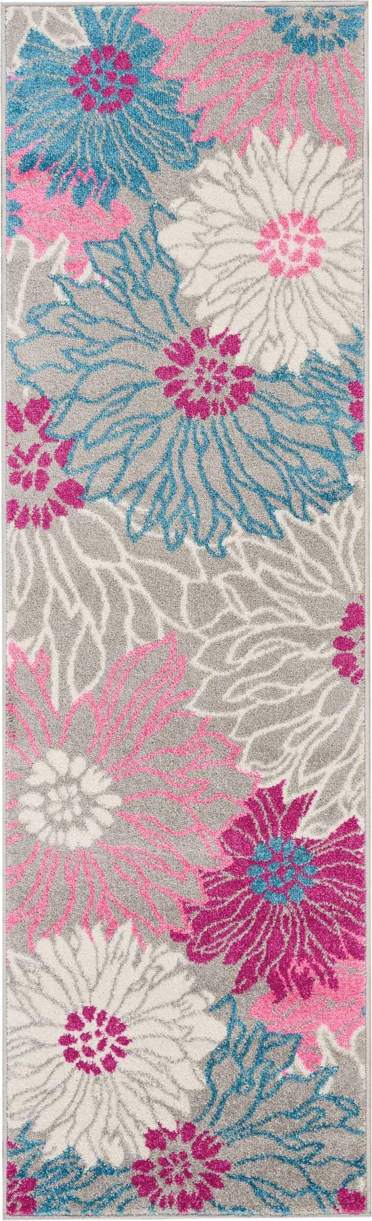 Nourison Home Passion Floral 1'10" x 6' Runner Rug, Gray, large