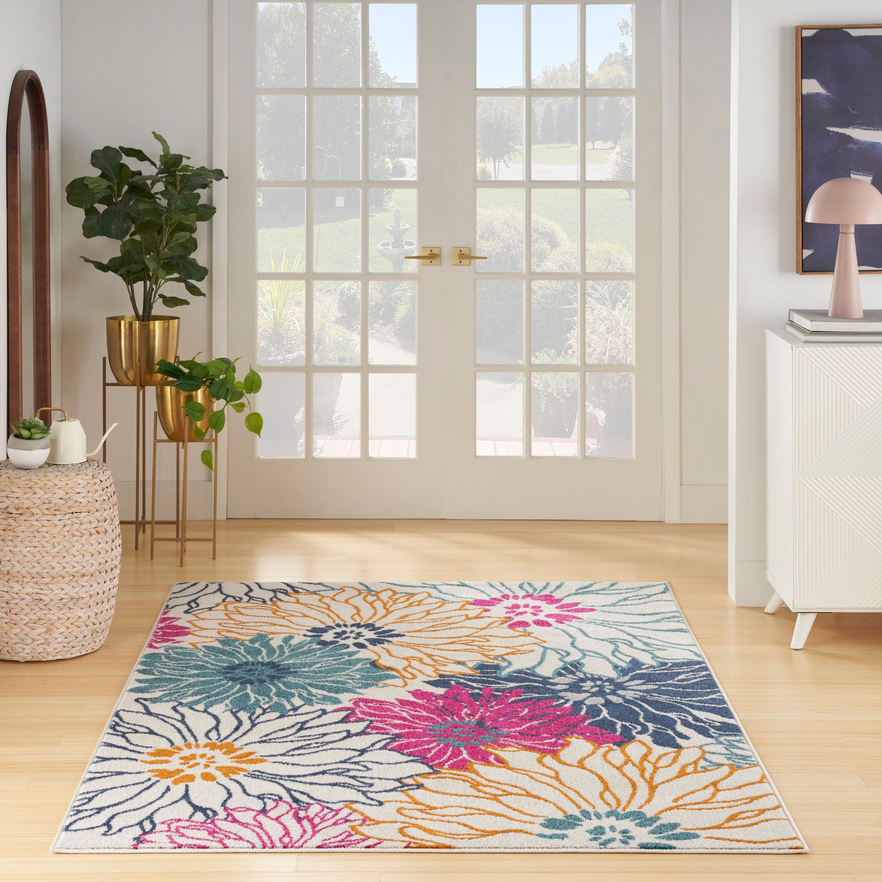 Nourison Home Passion Floral 5'3" x 7'3" Area Rug, Ivory/Multi, large