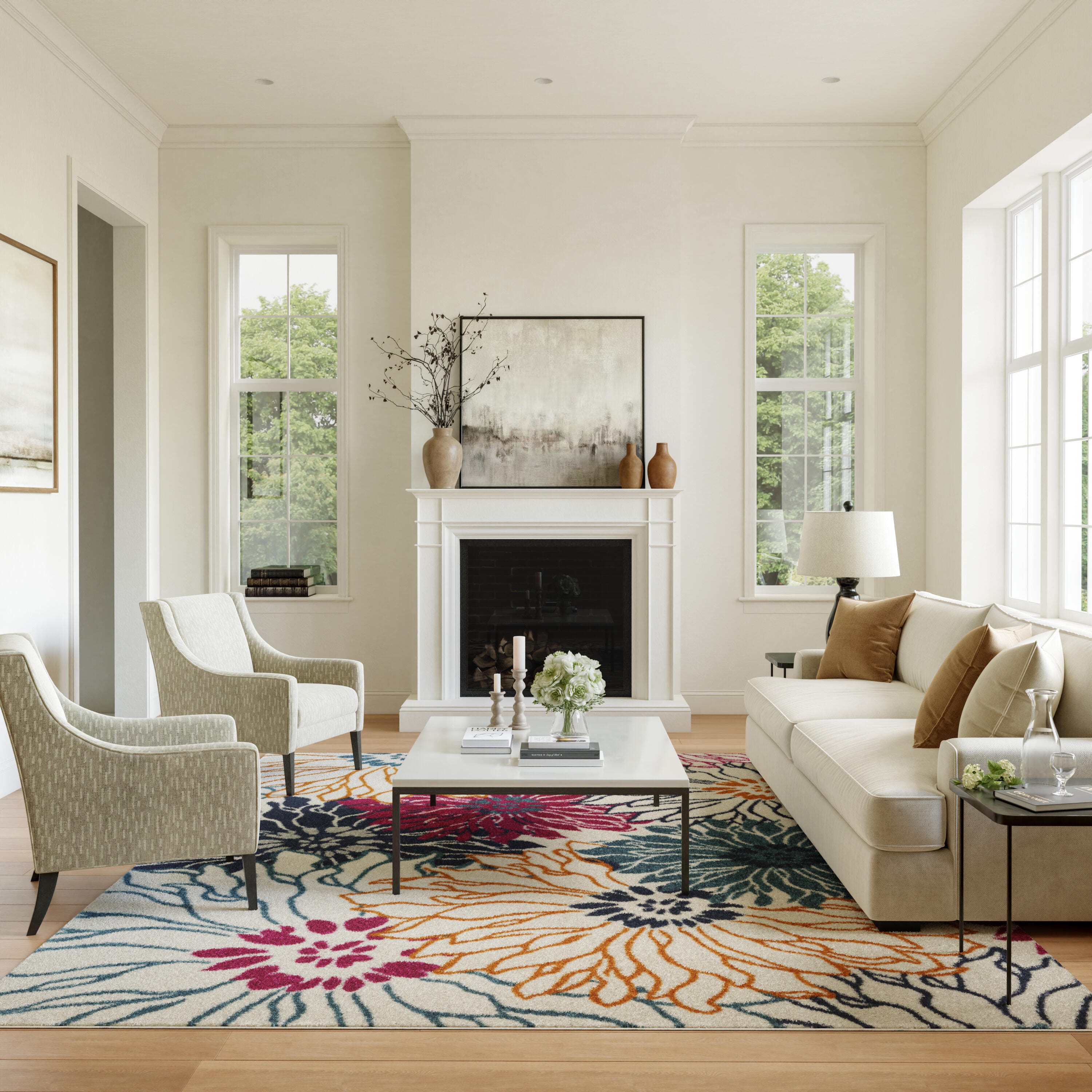 Nourison Home Passion Floral 8' x 10' Area Rug, Ivory/Multi, rollover