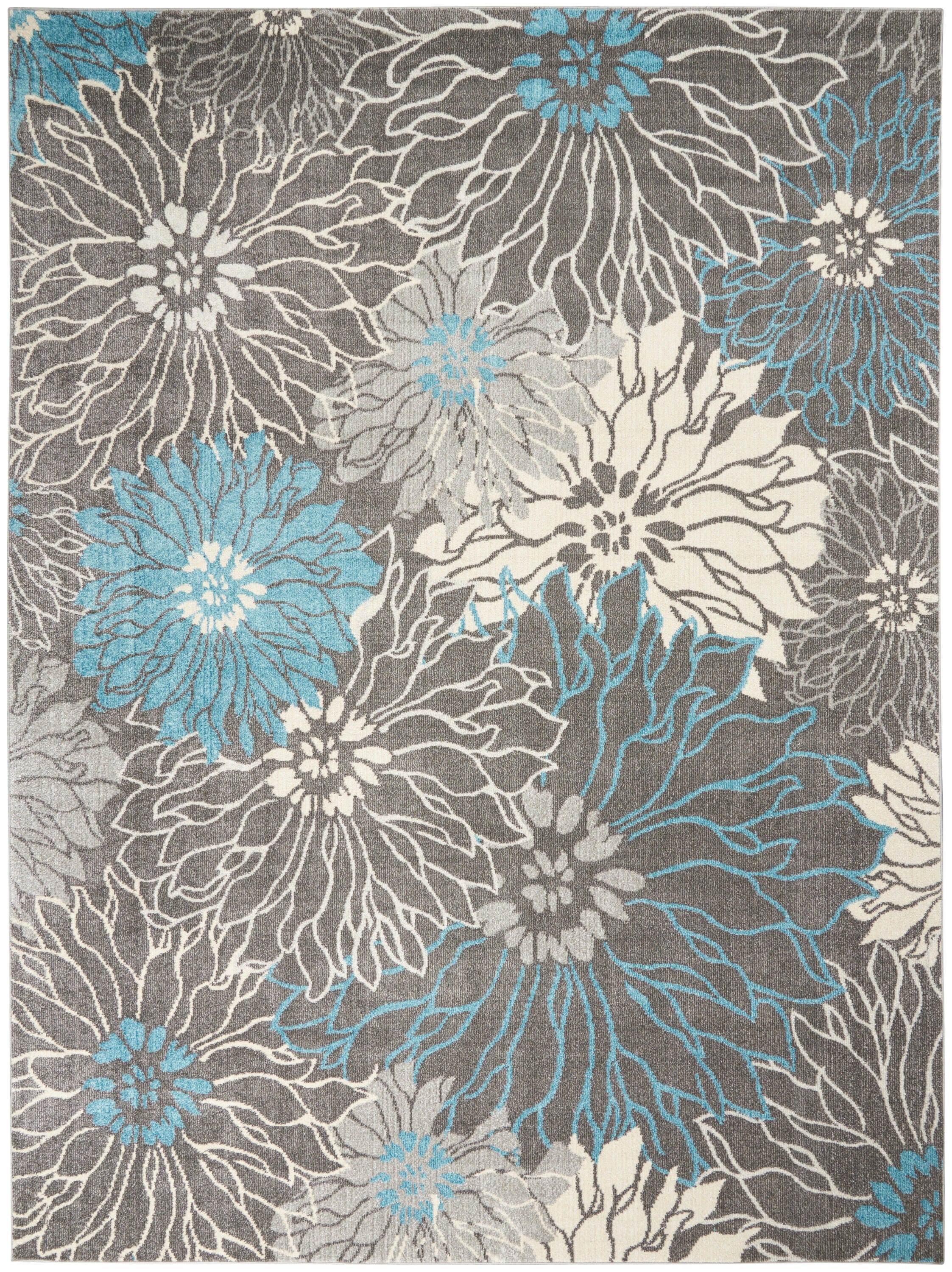 Nourison Home Passion Floral 9' x 12' Area Rug, Charcoal/Blue, large
