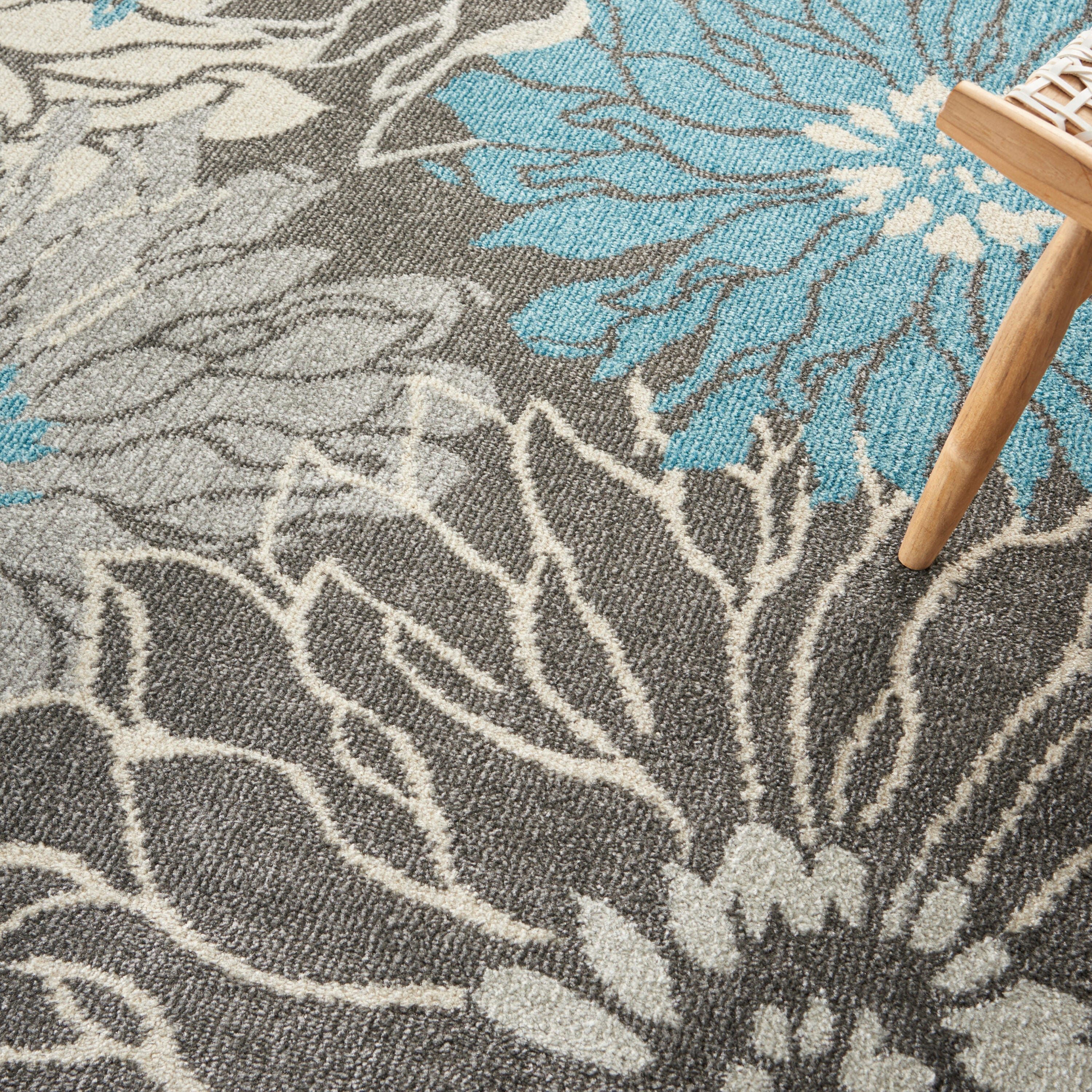 Nourison Home Passion Floral 9' x 12' Area Rug, Charcoal/Blue, large