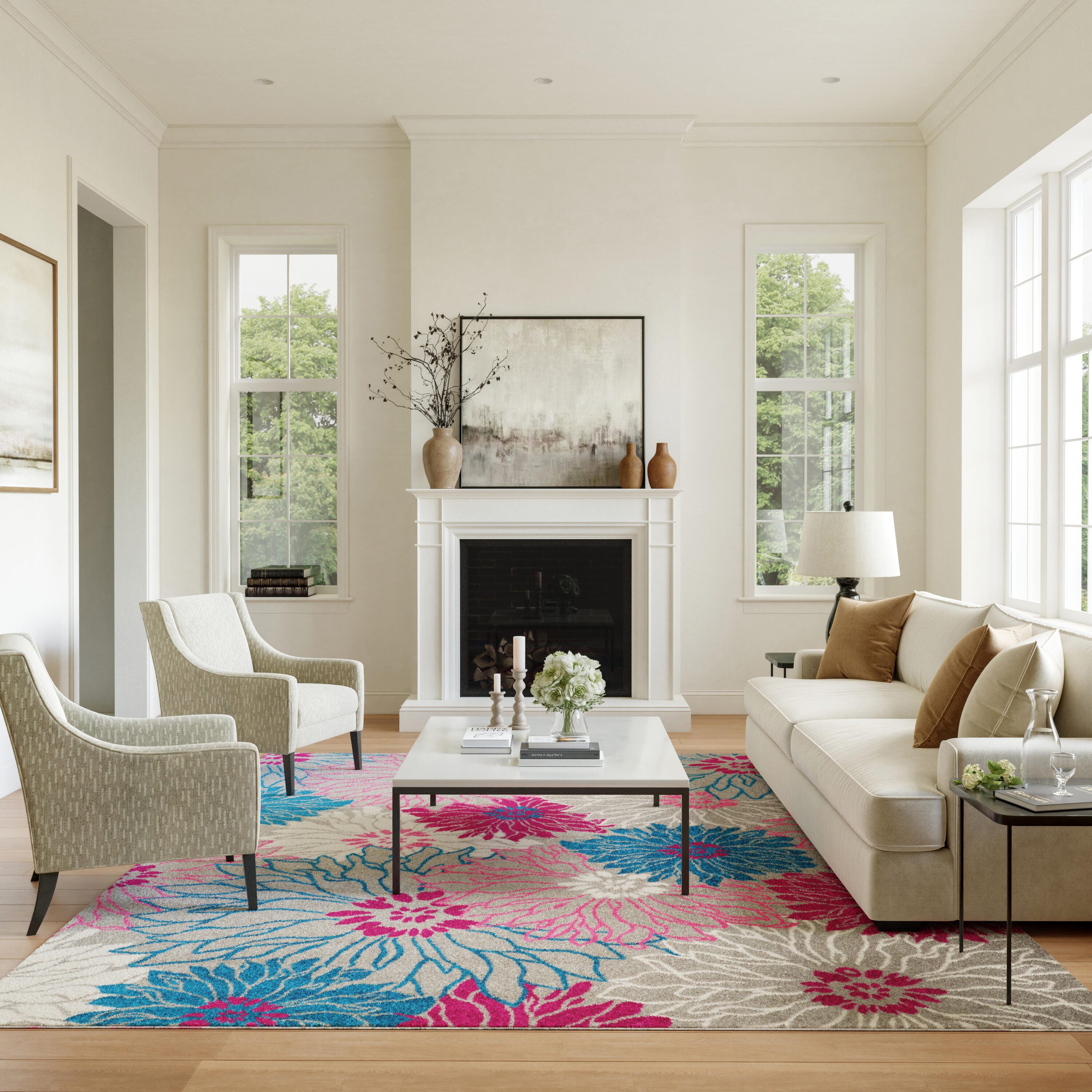 Nourison Home Passion Floral 9' x 12' Area Rug, Gray, large