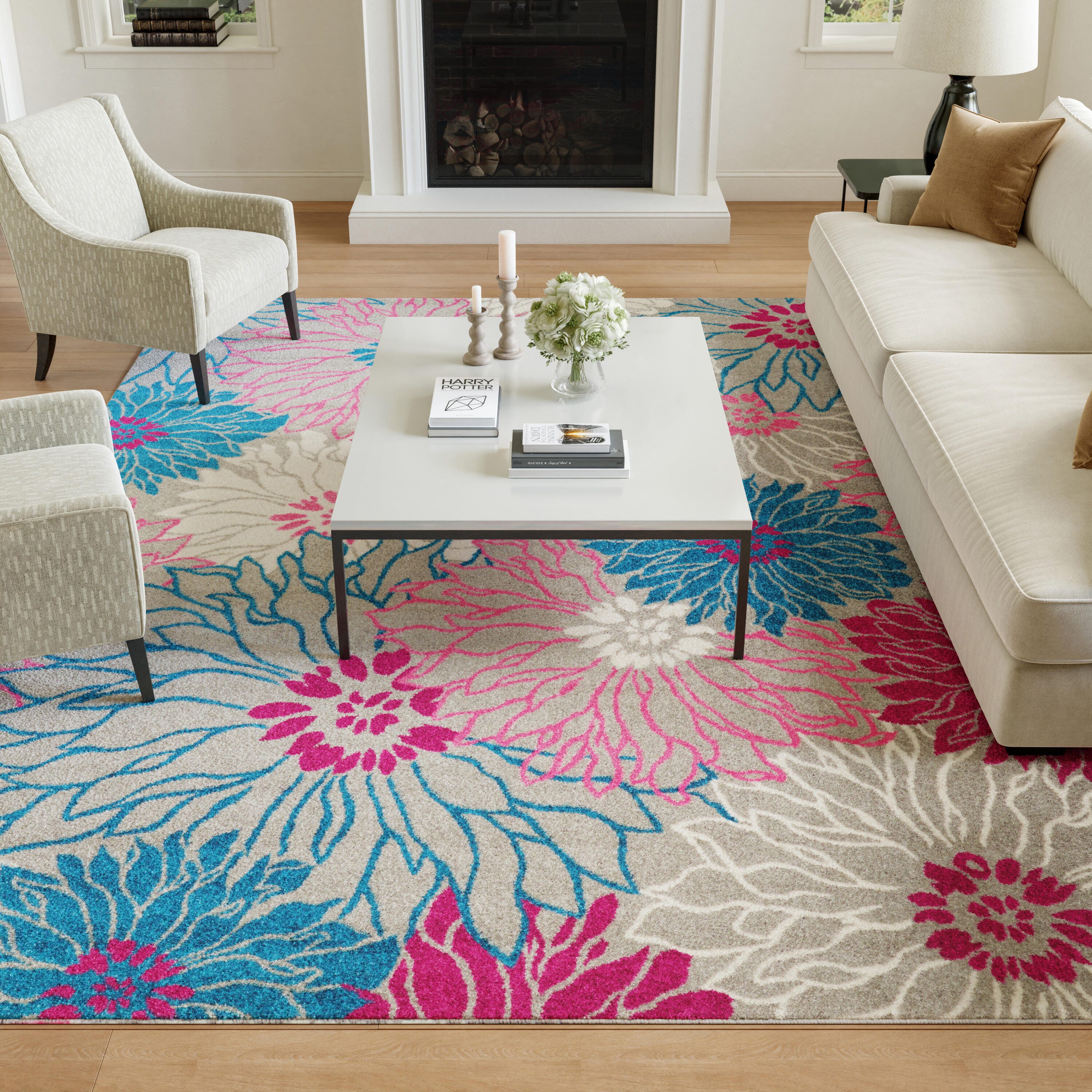 Nourison Home Passion Floral 9' x 12' Area Rug, Gray, large