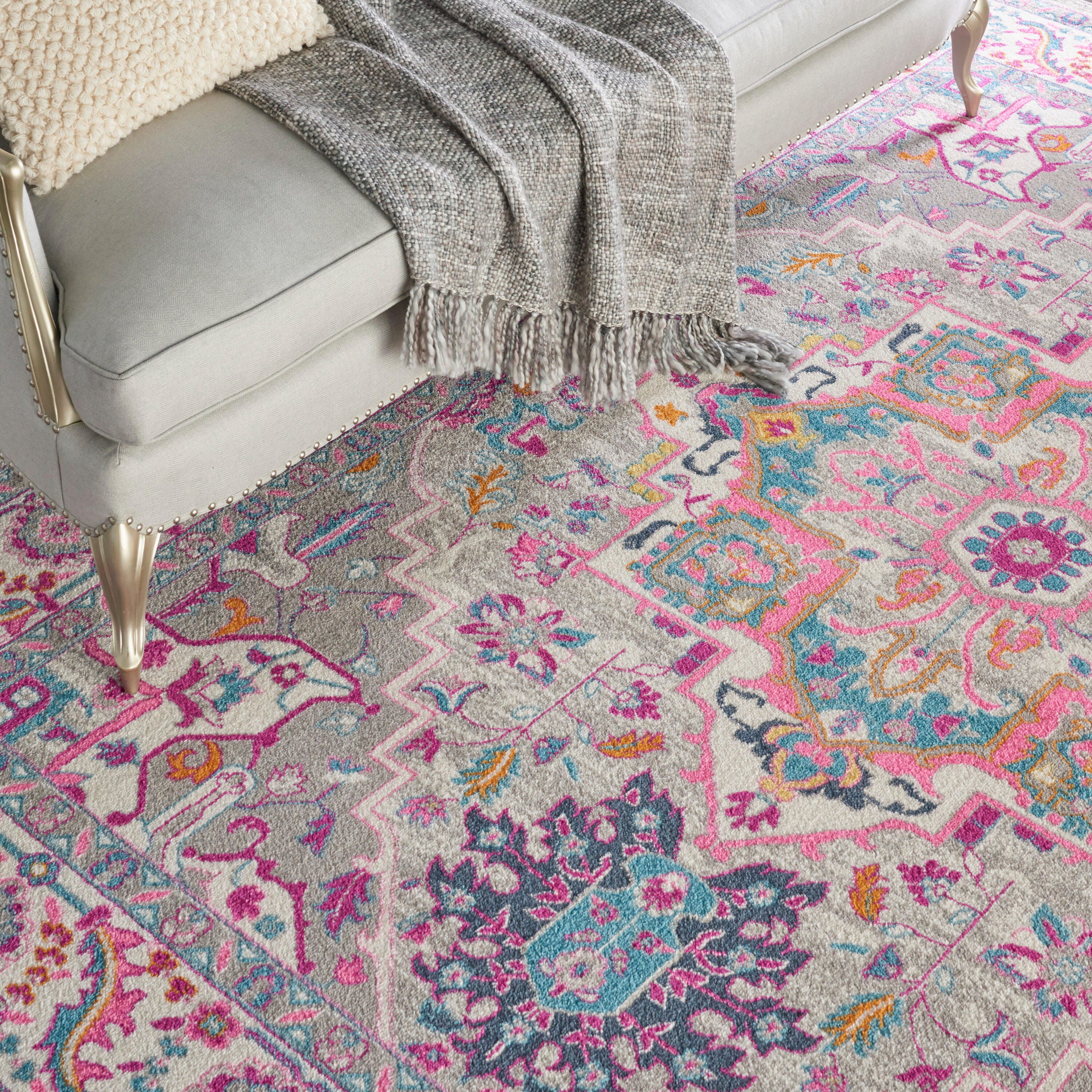 Nourison Home Passion 9' x 12' Area Rug, Light Gray/Pink, large