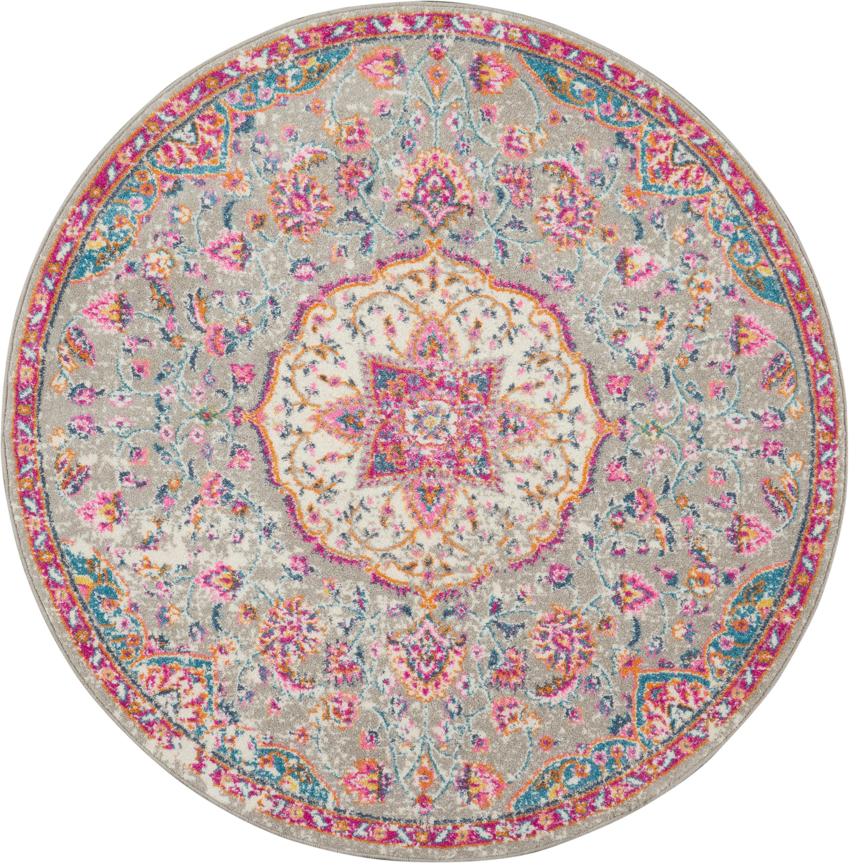 Nourison Home Passion Classic 5' Round Area Rug, Gray/Multi, large