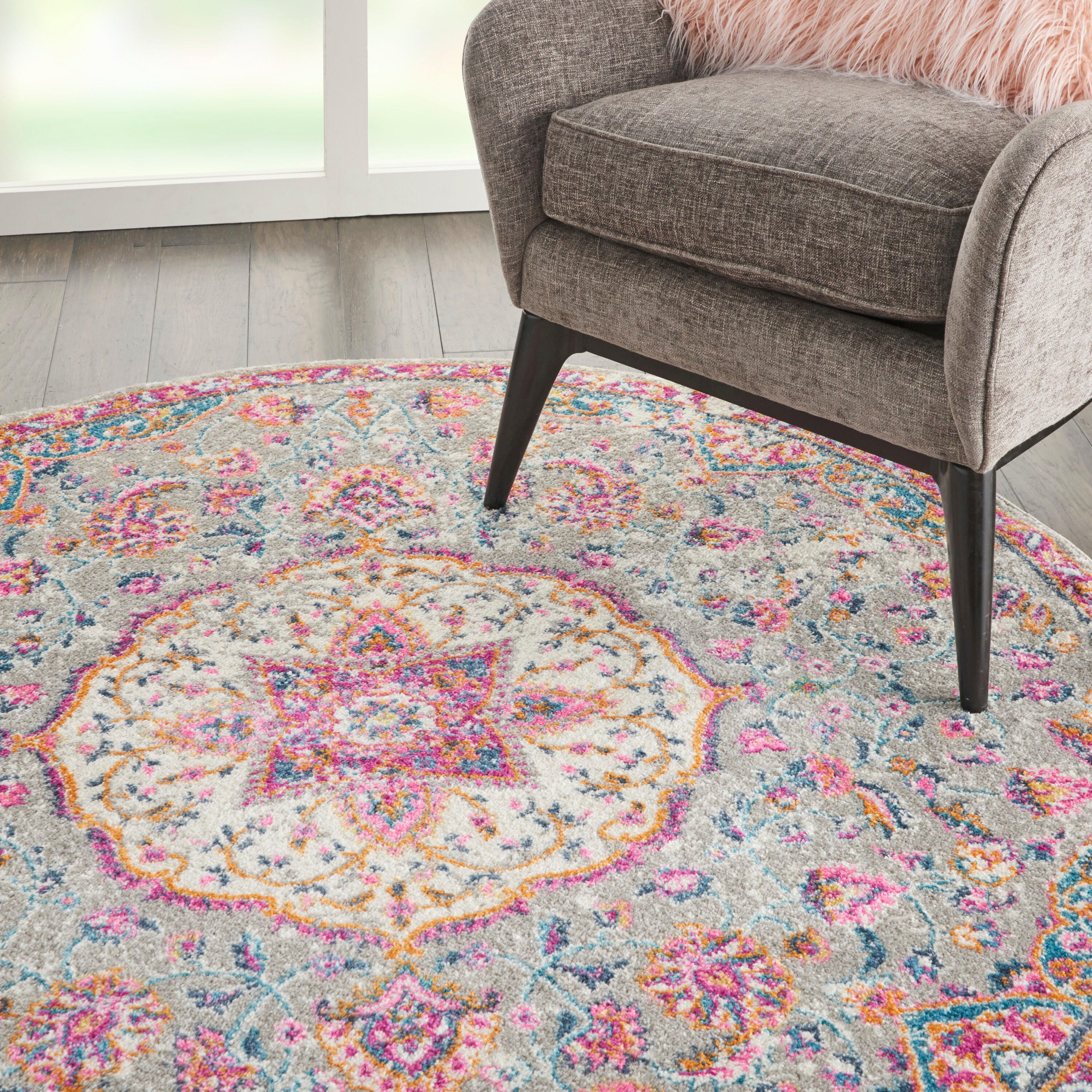Nourison Home Passion Classic 5' Round Area Rug, Gray/Multi, large