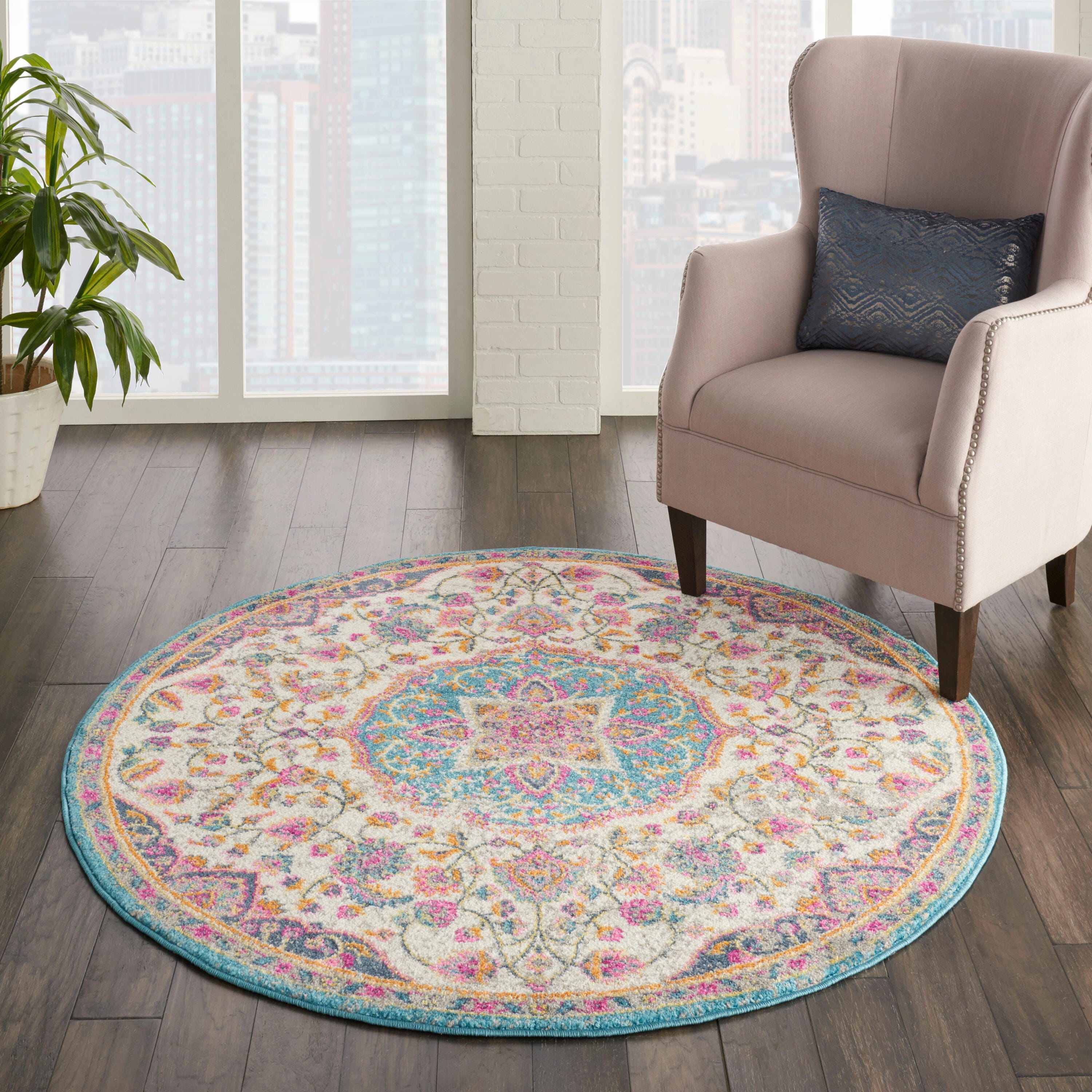 Nourison Home Passion Classic 5' Round Area Rug, Ivory/Multi, rollover