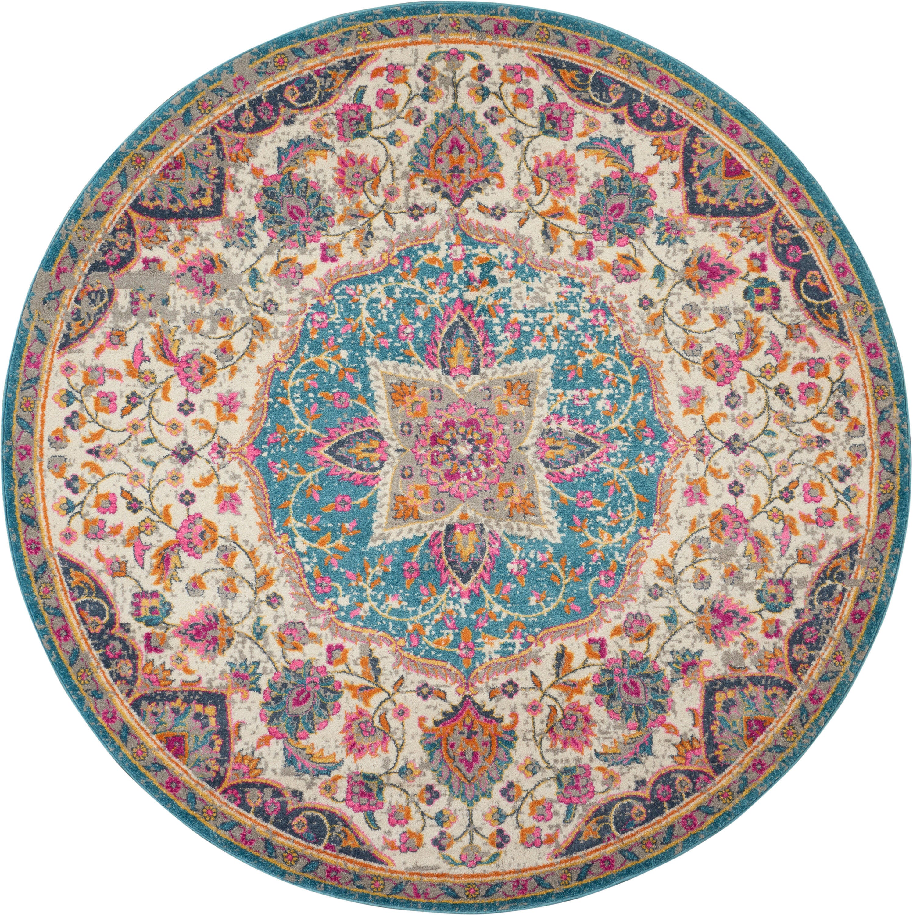 Nourison Home Passion Classic 5' Round Area Rug, Ivory/Multi, large