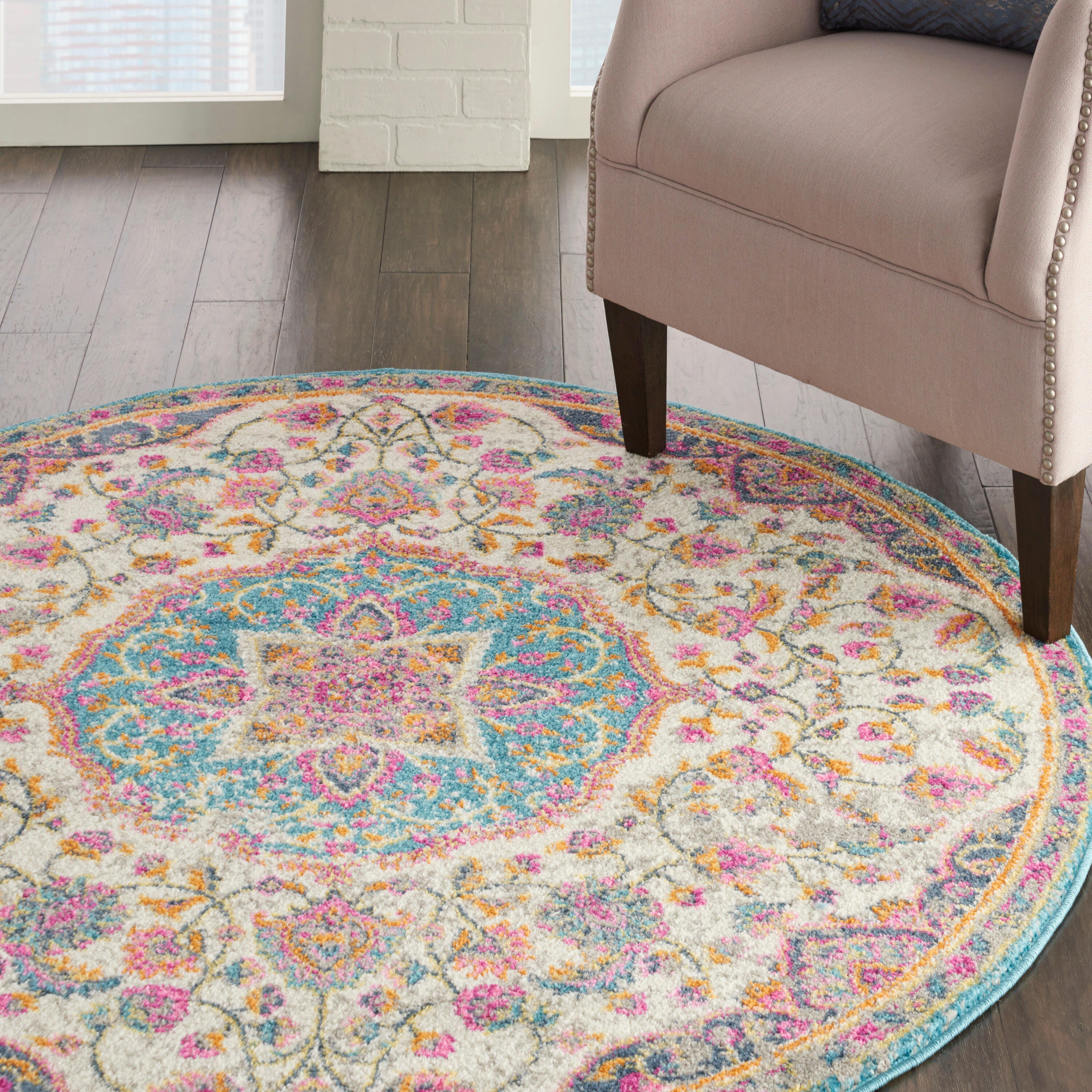 Nourison Home Passion Classic 5' Round Area Rug, Ivory/Multi, large