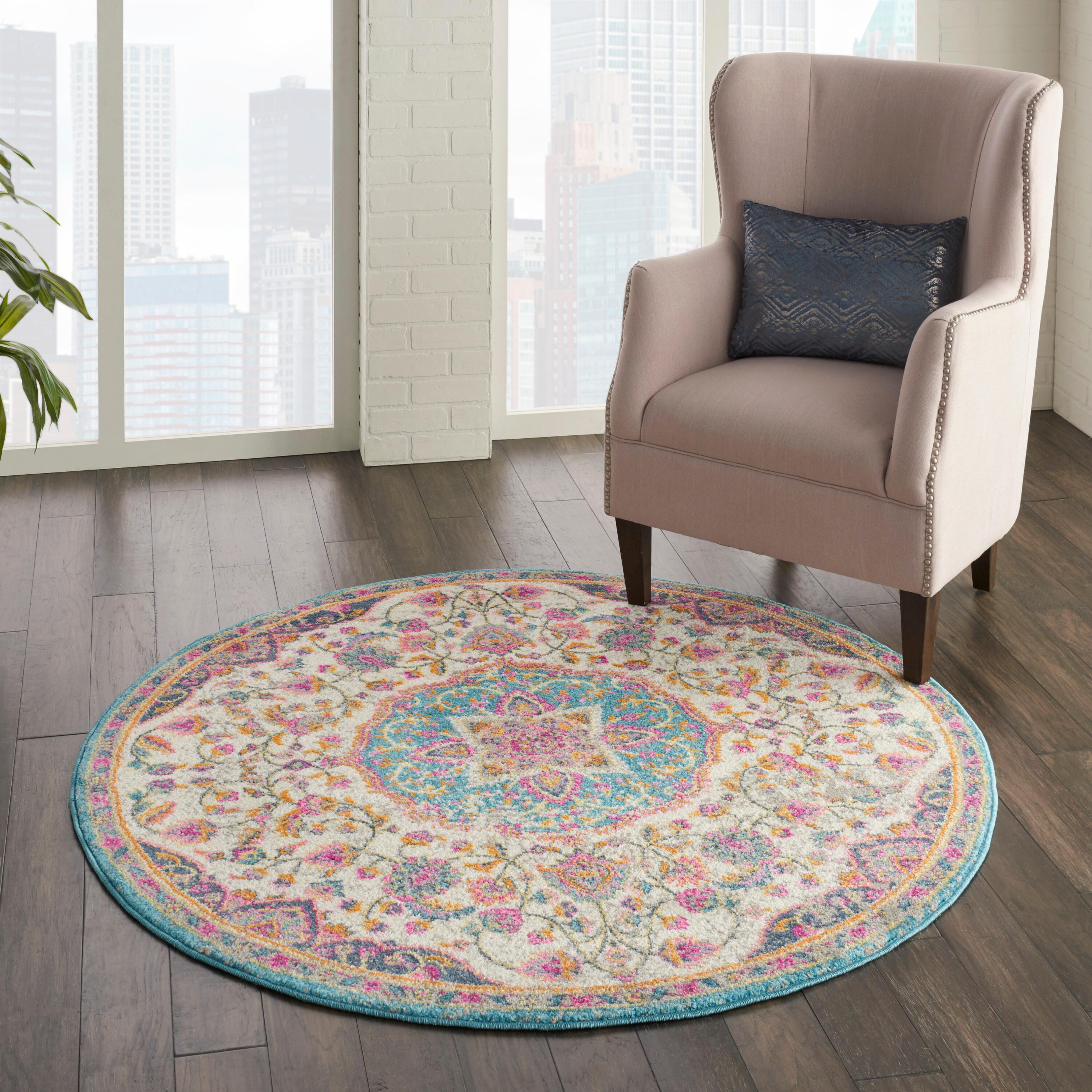 Nourison Home Passion Classic 5' Round Area Rug, Ivory/Multi, large