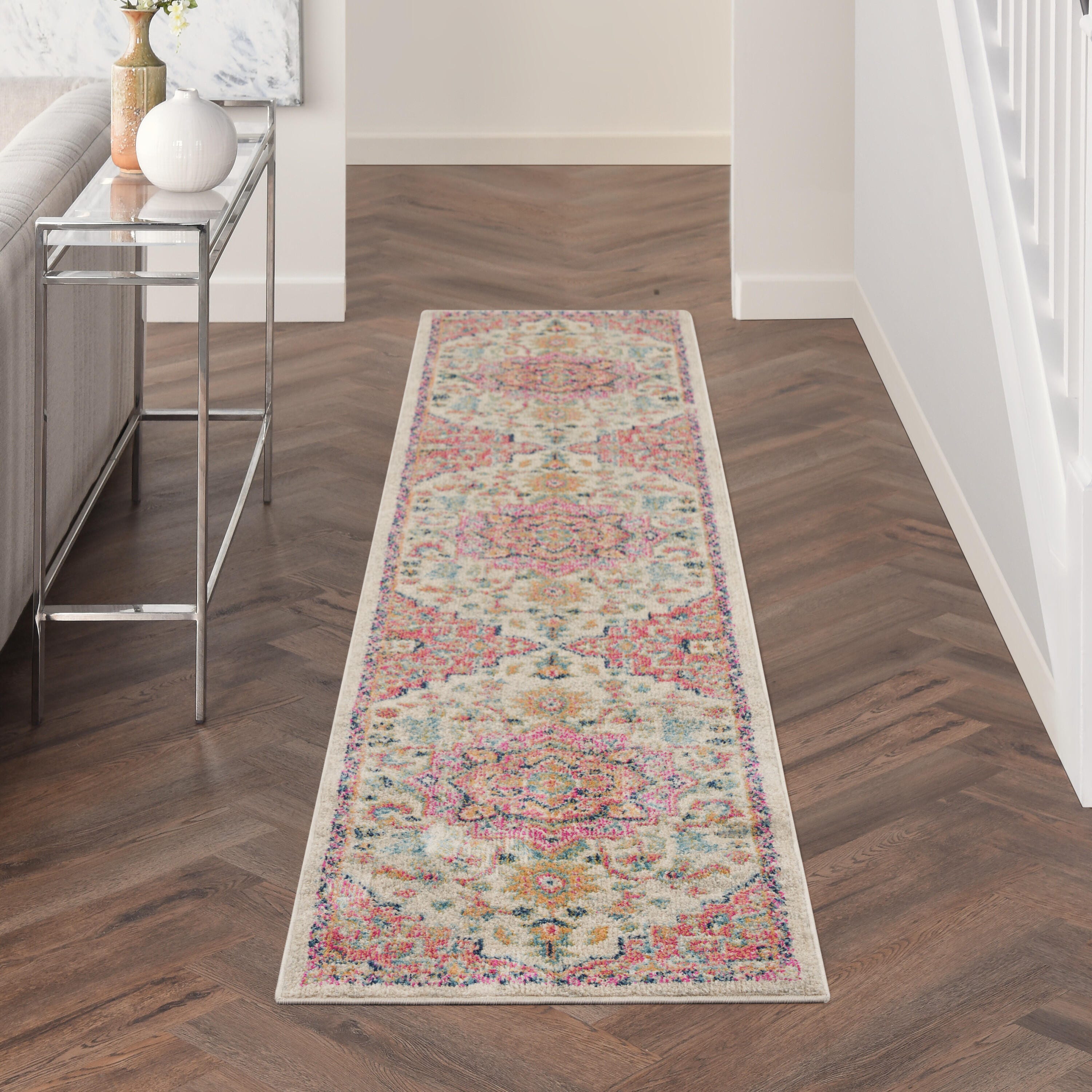 Nourison Home Passion Persian 2'2" x 10' Runner Rug, Ivory/Pink, rollover