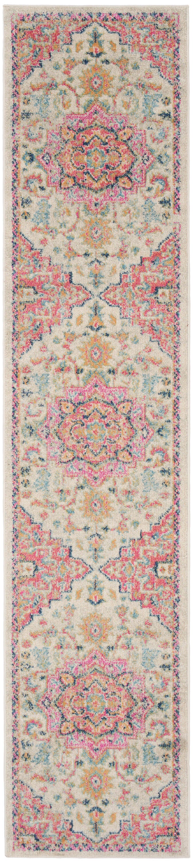 Nourison Home Passion Persian 2'2" x 12' Runner Rug, Ivory/Pink, large