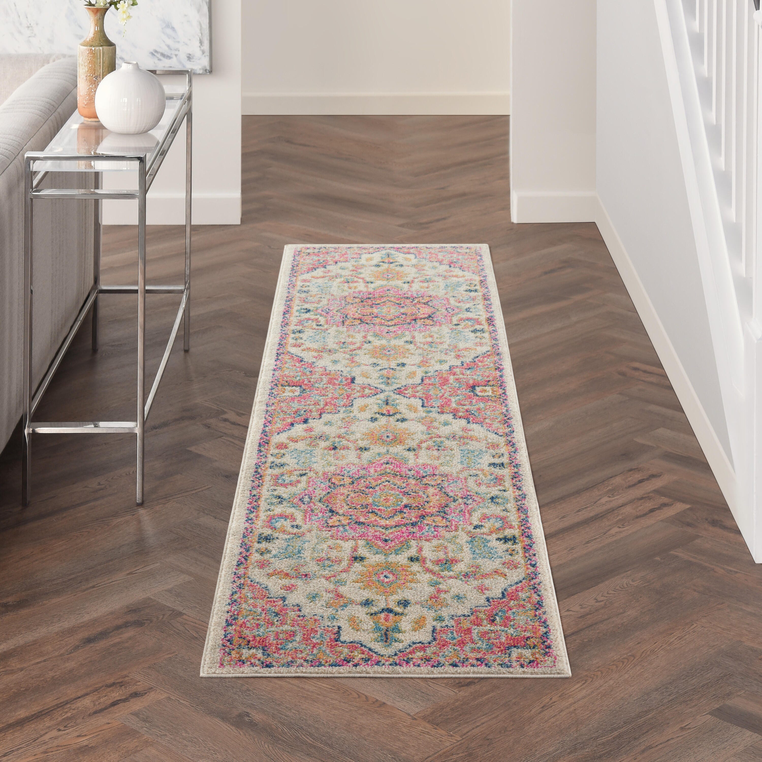 Nourison Home Passion Persian 2'2" x 7'6" Runner Rug, Ivory/Pink, rollover
