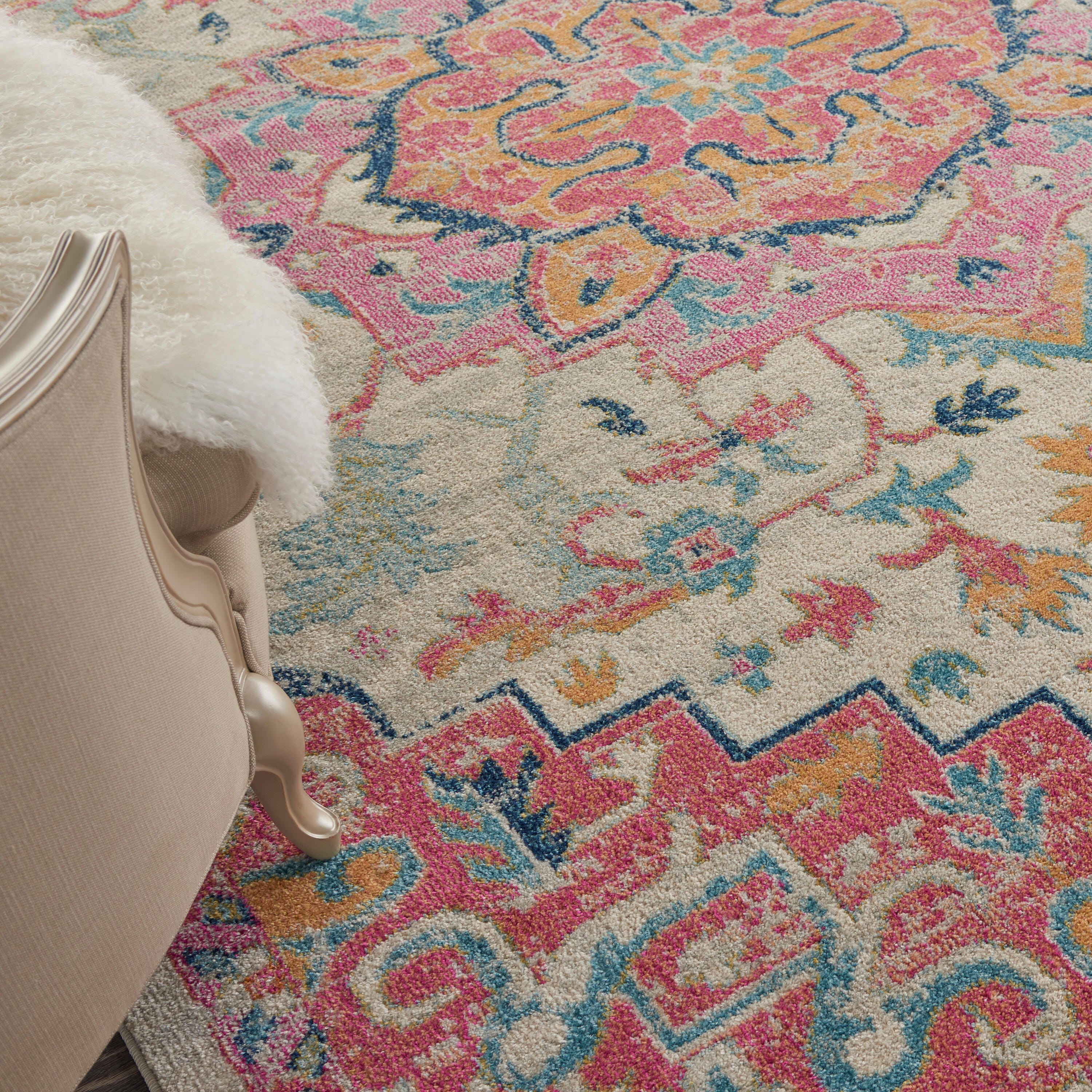Nourison Home Passion Persian 6' x 9' Area Rug, Ivory/Pink, large