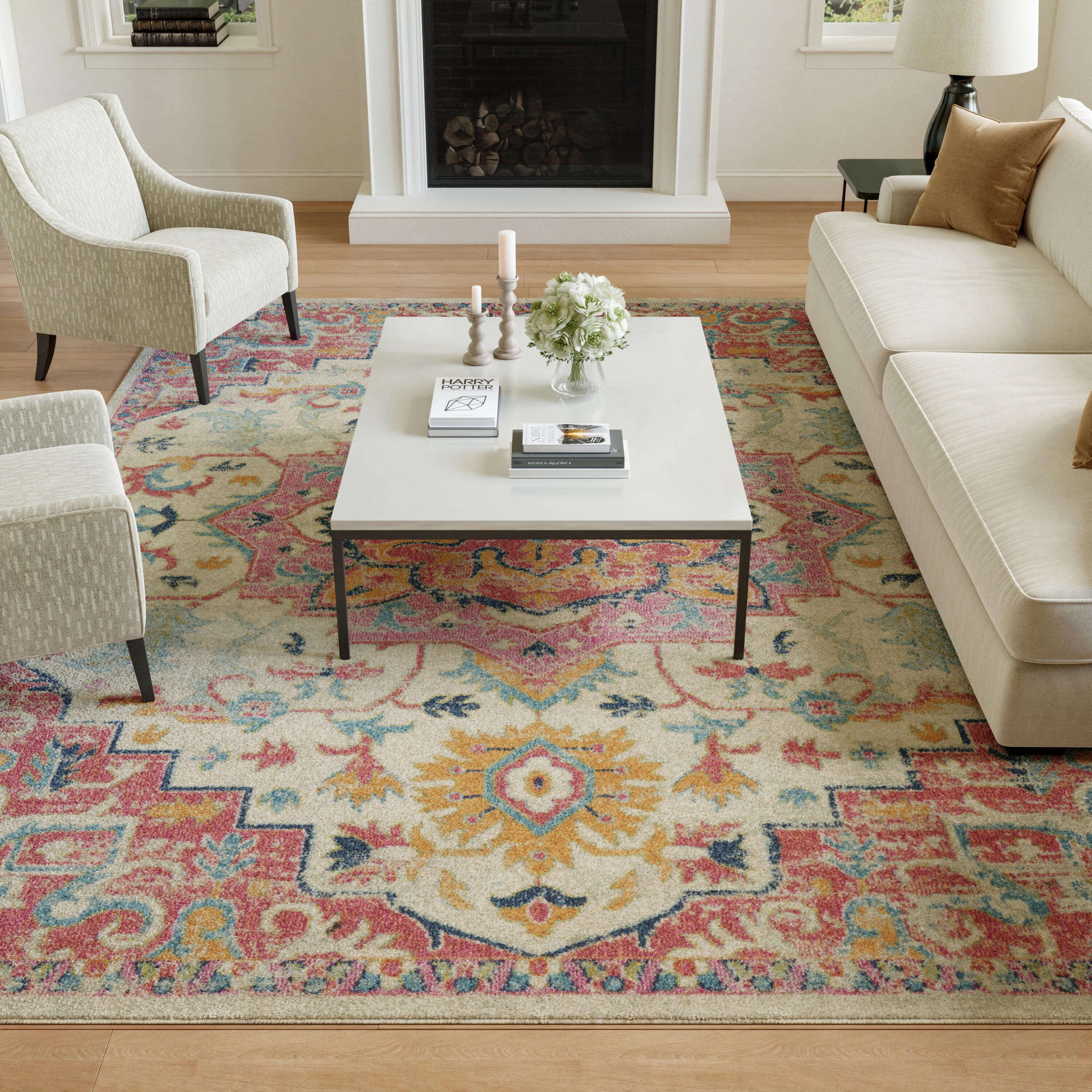 Nourison Home Passion Persian 6' x 9' Area Rug, Ivory/Pink, large
