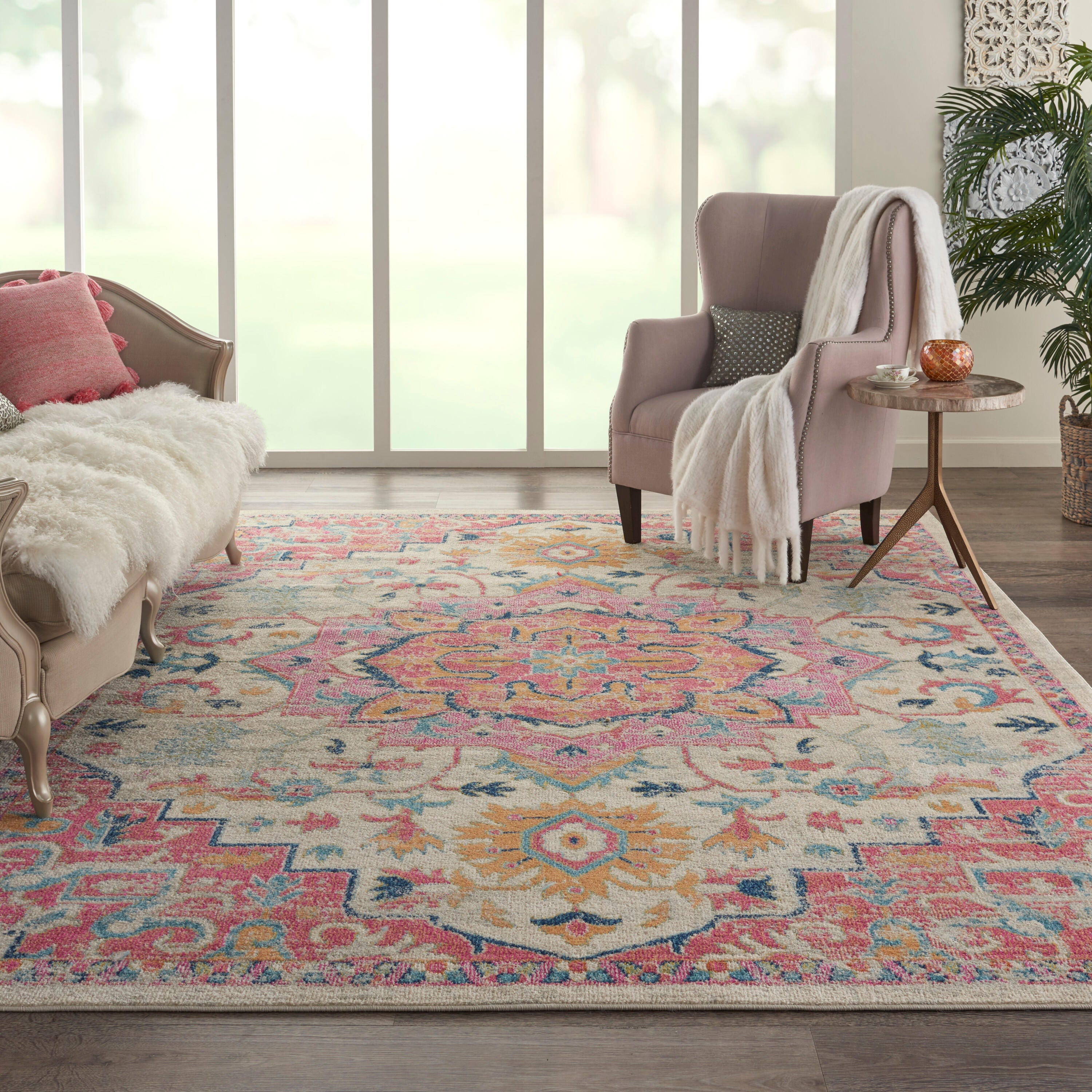 Nourison Home Passion Persian 6' x 9' Area Rug, Ivory/Pink, large