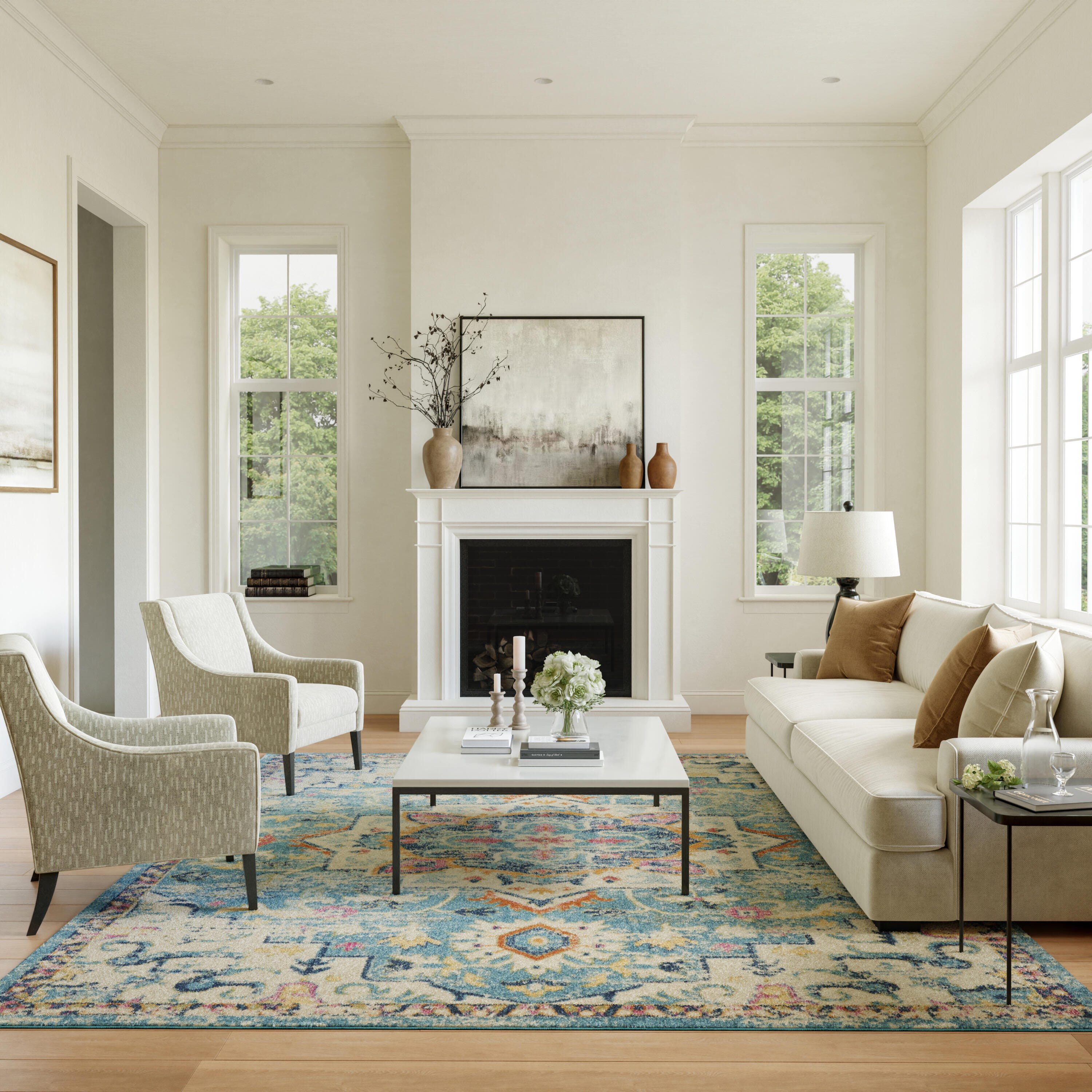 Nourison Home Passion Persian 9' x 12' Area Rug, Ivory/Light Blue, rollover
