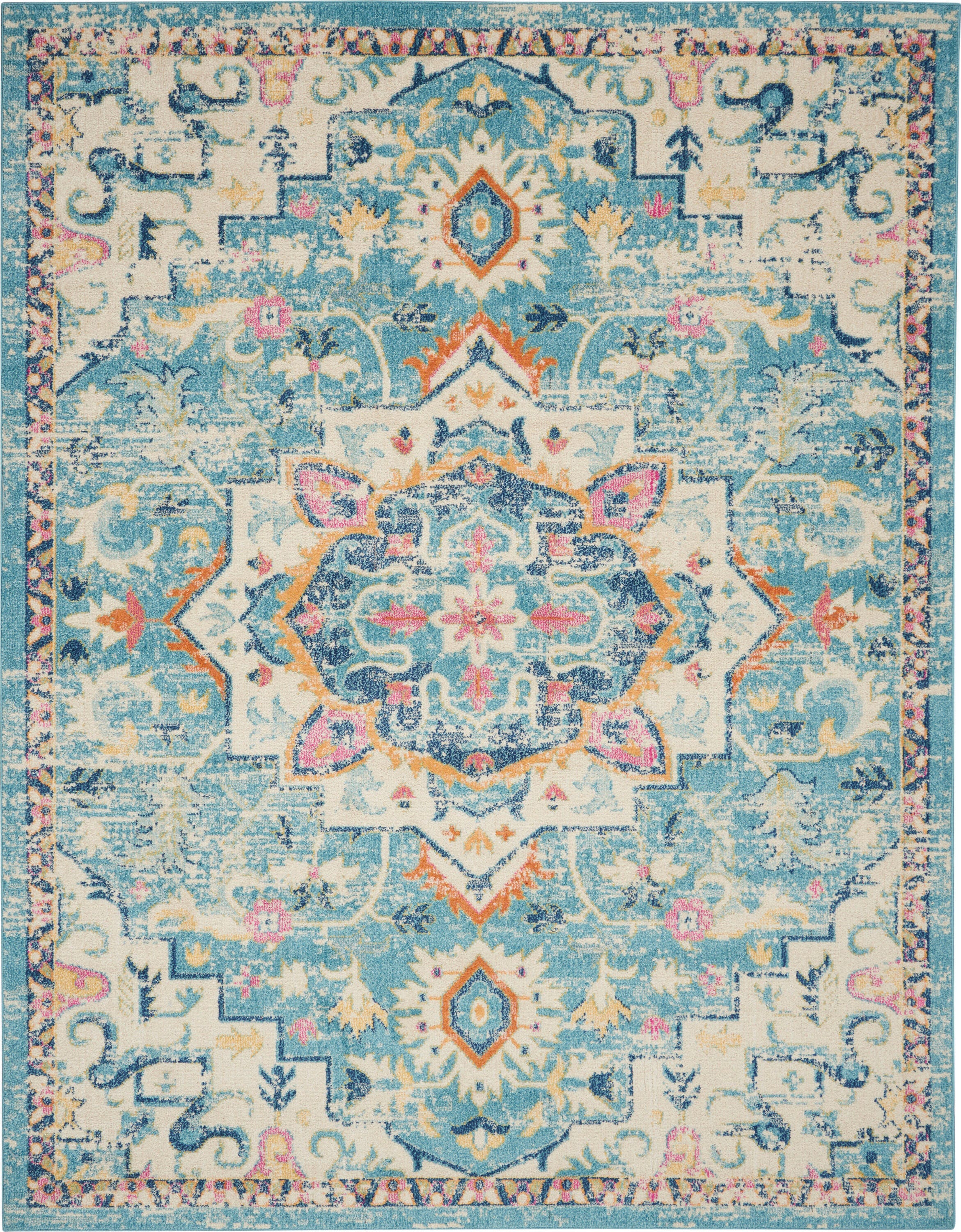 Nourison Home Passion Persian 9' x 12' Area Rug, Ivory/Light Blue, large