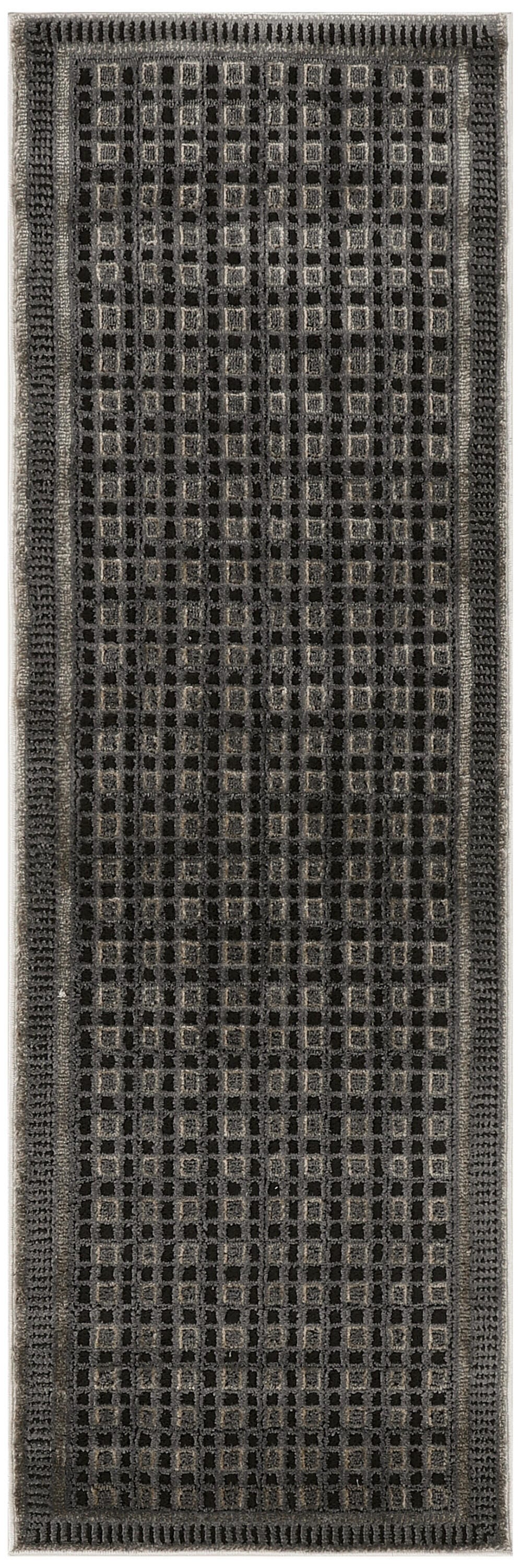 Nourison Home Nordic Geometric 2' x 6' Runner Rug, Black/Taupe, large