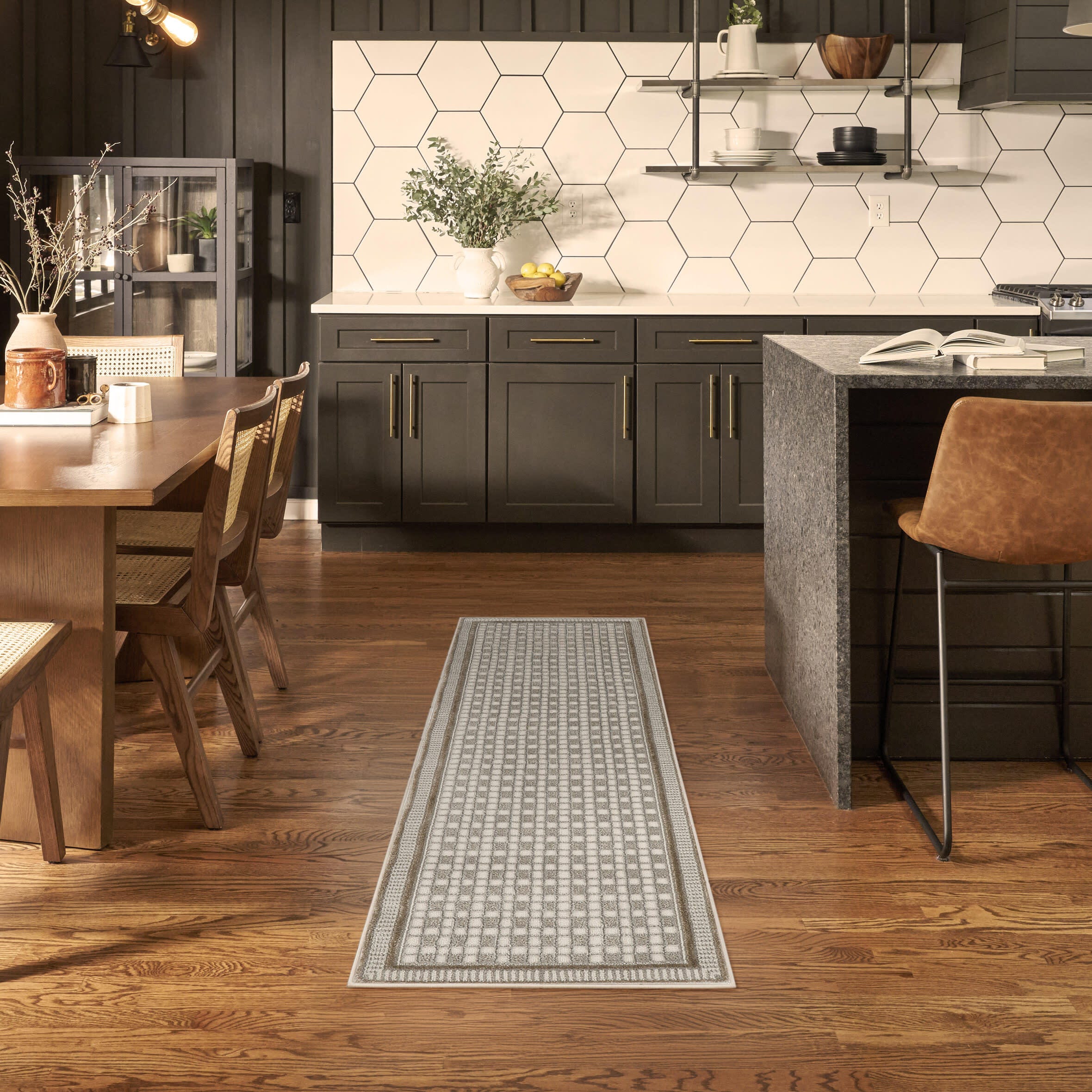 Nourison Home Nordic Geometric 2' x 6' Runner Rug, Ivory/Gray, rollover