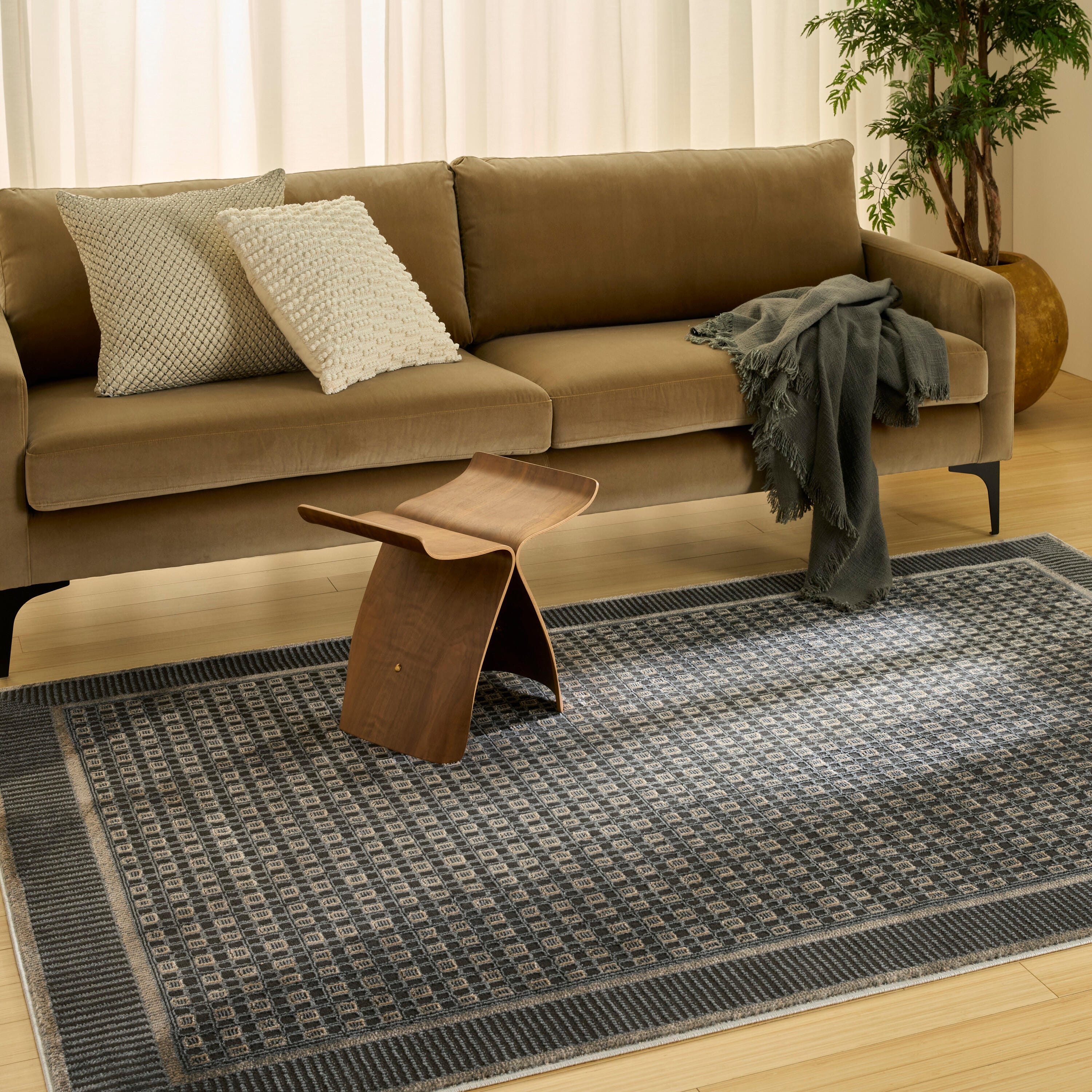 Nourison Home Nordic Geometric 4' x 6' Area Rug, Black/Taupe, large