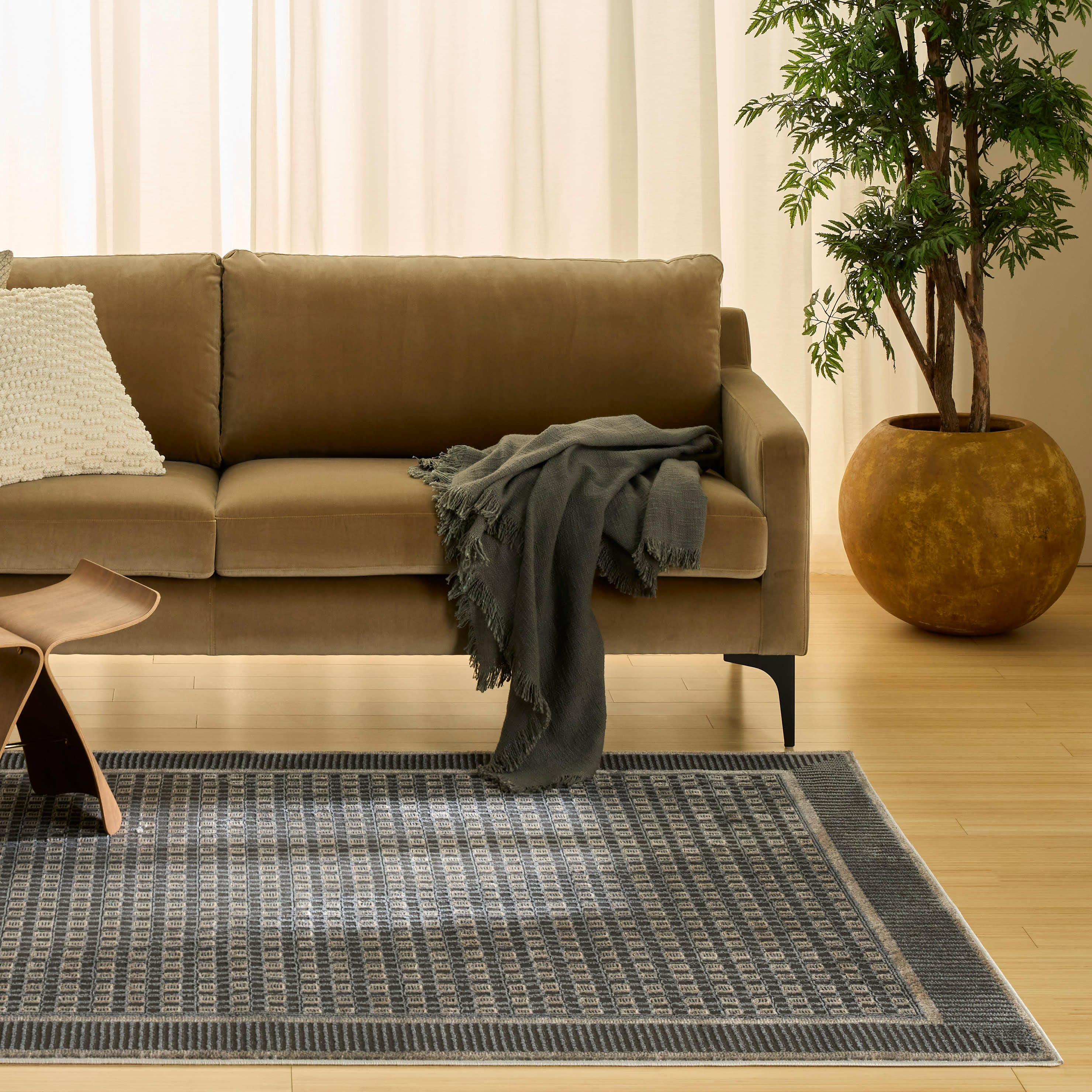 Nourison Home Nordic Geometric 5' x 7' Area Rug, Black/Taupe, rollover