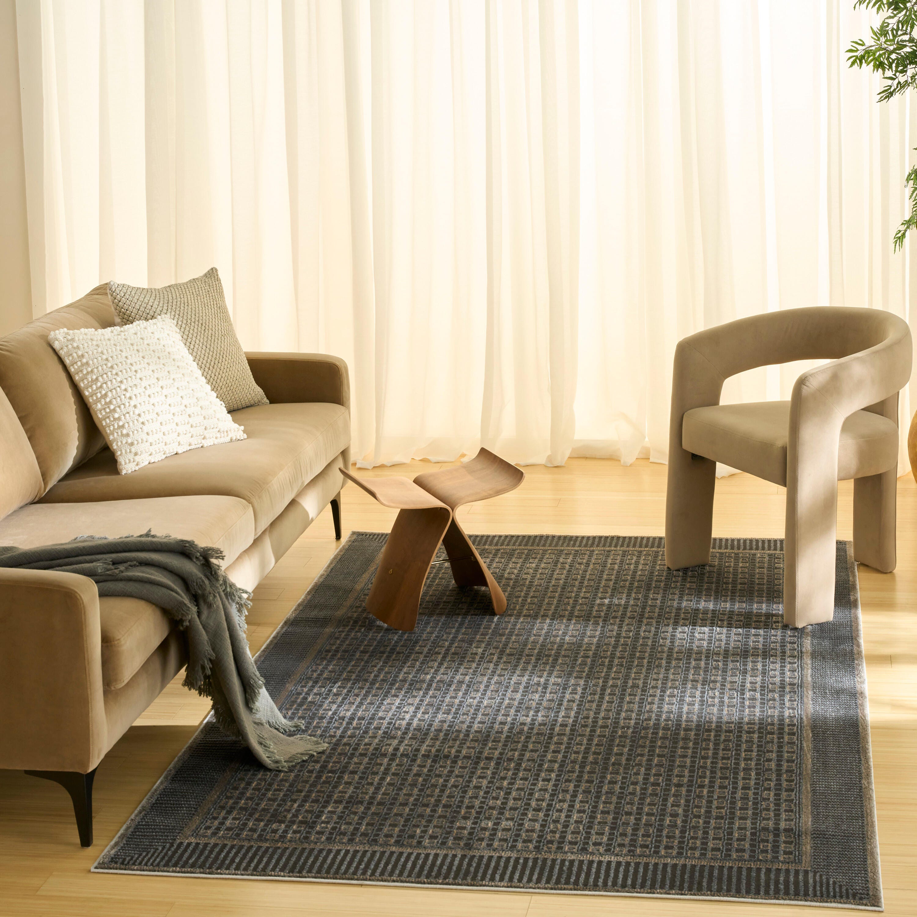 Nourison Home Nordic Geometric 5' x 7' Area Rug, Black/Taupe, large