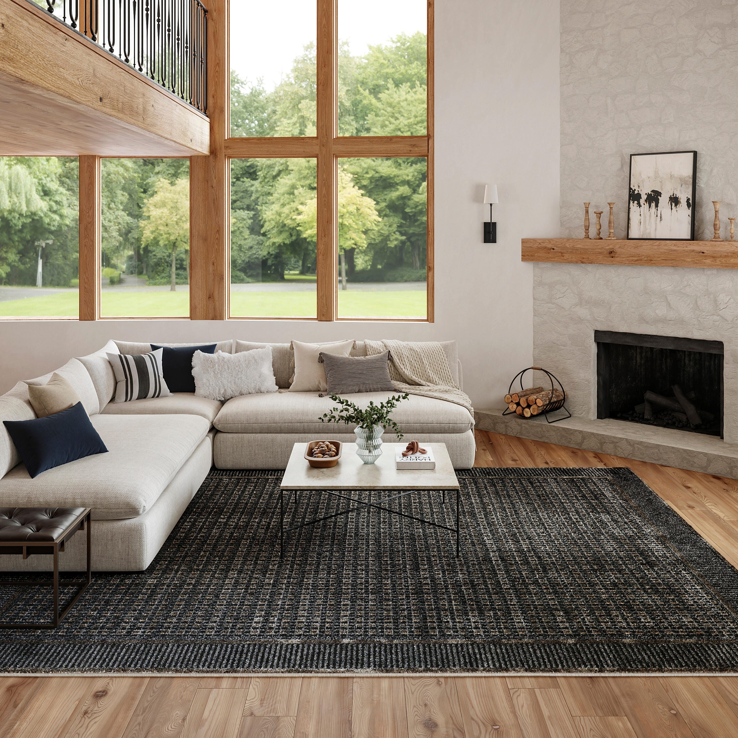 Nourison Home Nordic Geometric 8' x 10' Area Rug, Black/Taupe, rollover