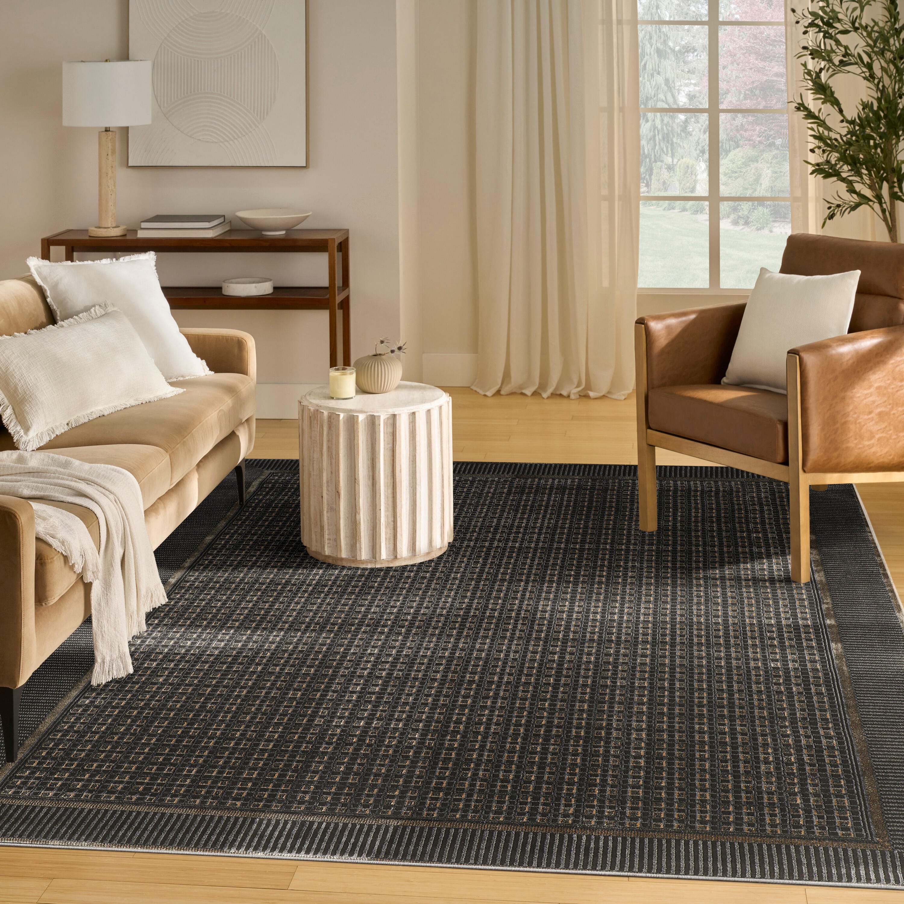 Nourison Home Nordic Geometric 8' x 10' Area Rug, Black/Taupe, large