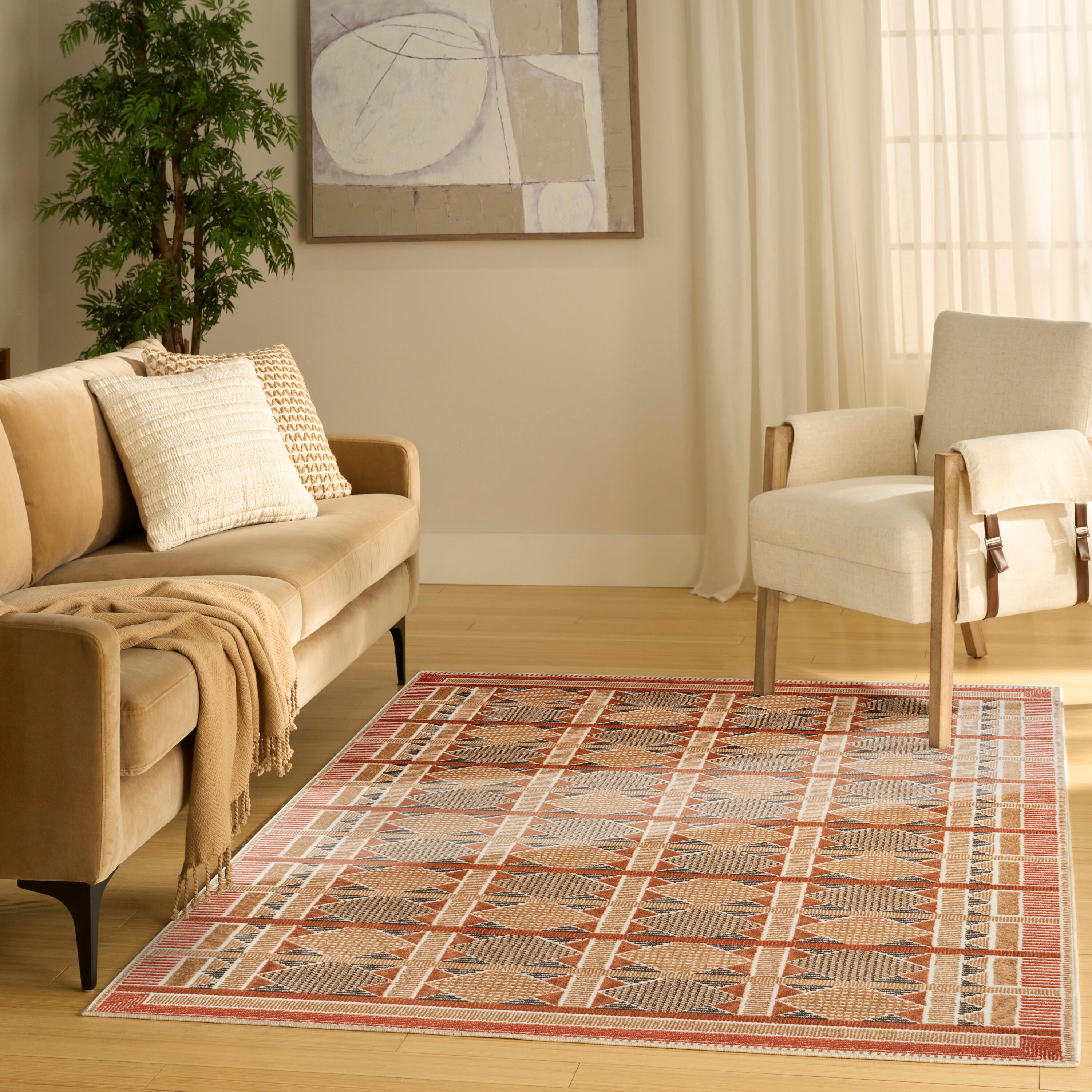 Nourison Home Nordic Diamond 4' x 6' Area Rug, Rust/Multi, large