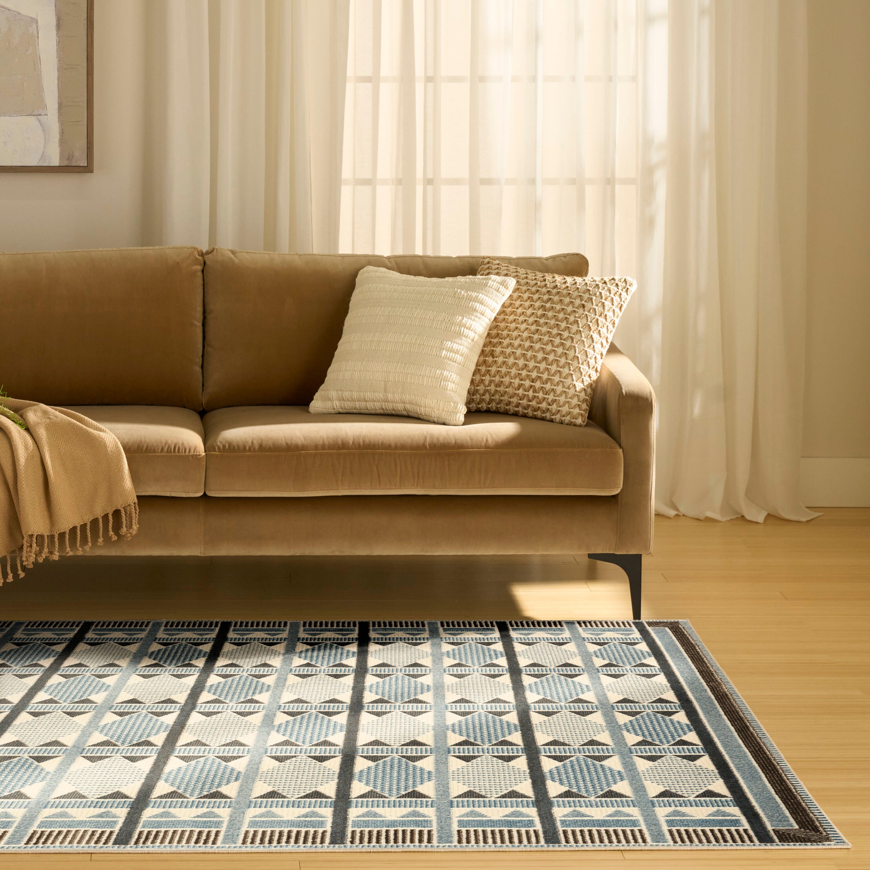 Nourison Home Nordic Diamond 5' x 7' Area Rug, Blue/Ivory, rollover