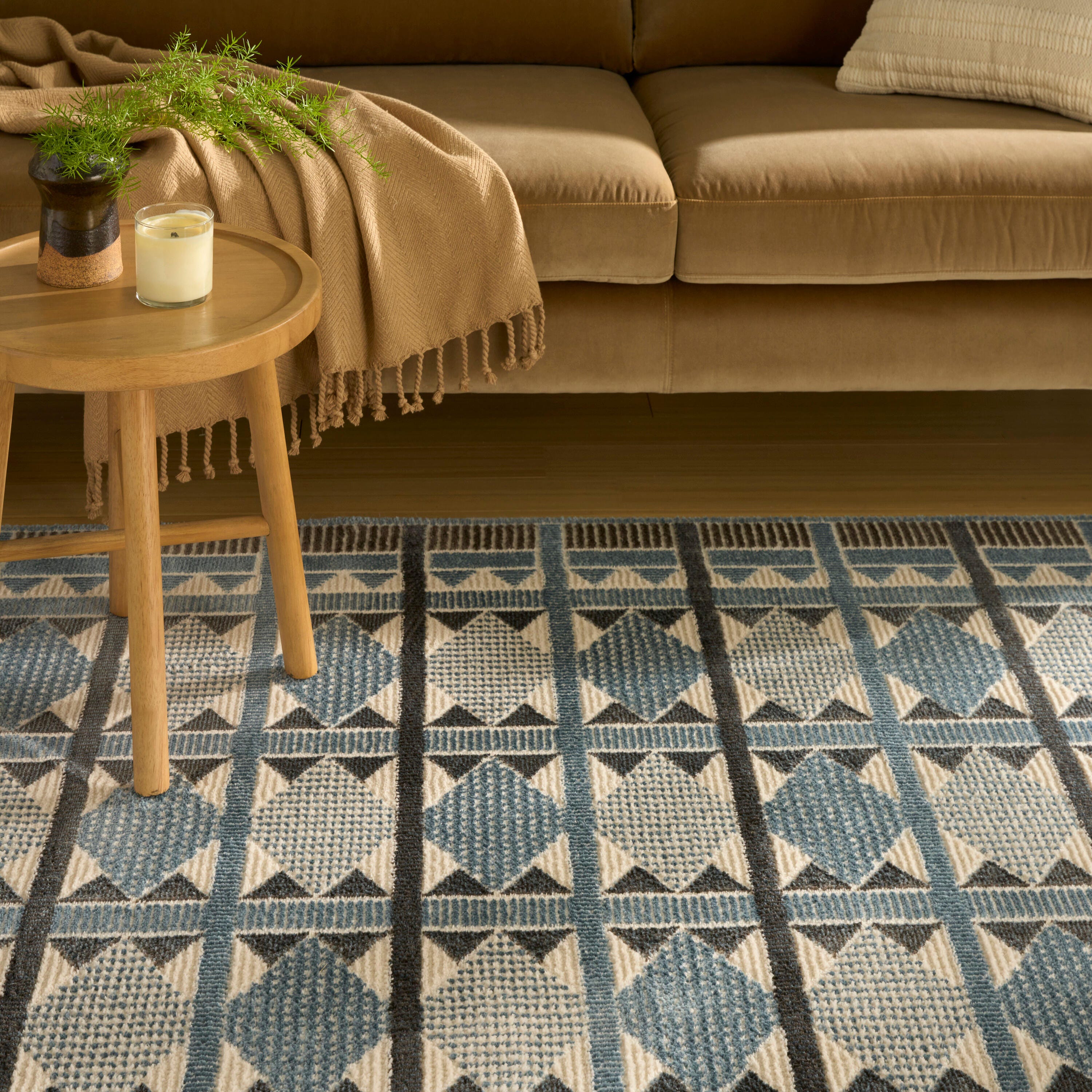 Nourison Home Nordic Diamond 5' x 7' Area Rug, Blue/Ivory, large