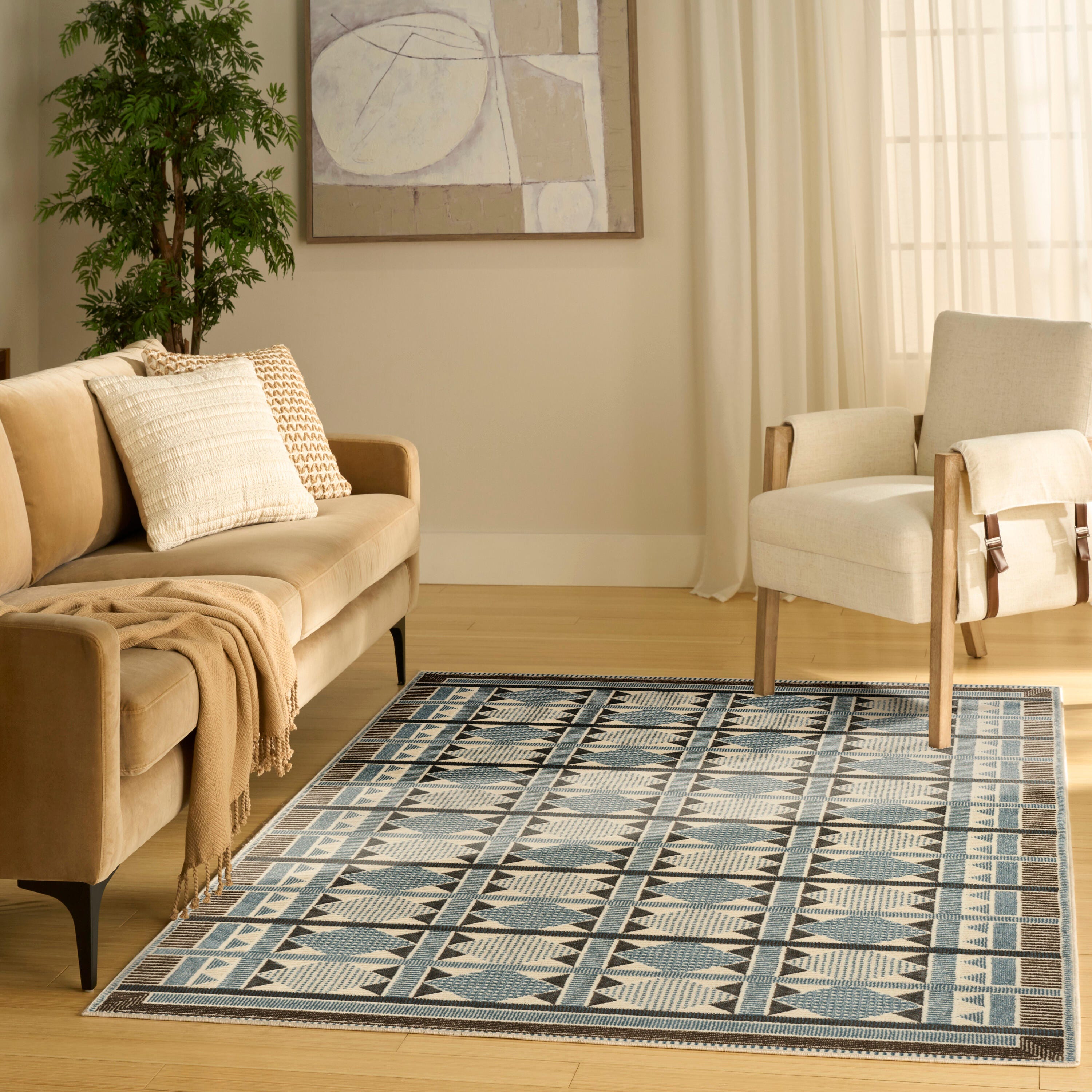 Nourison Home Nordic Diamond 5' x 7' Area Rug, Blue/Ivory, large