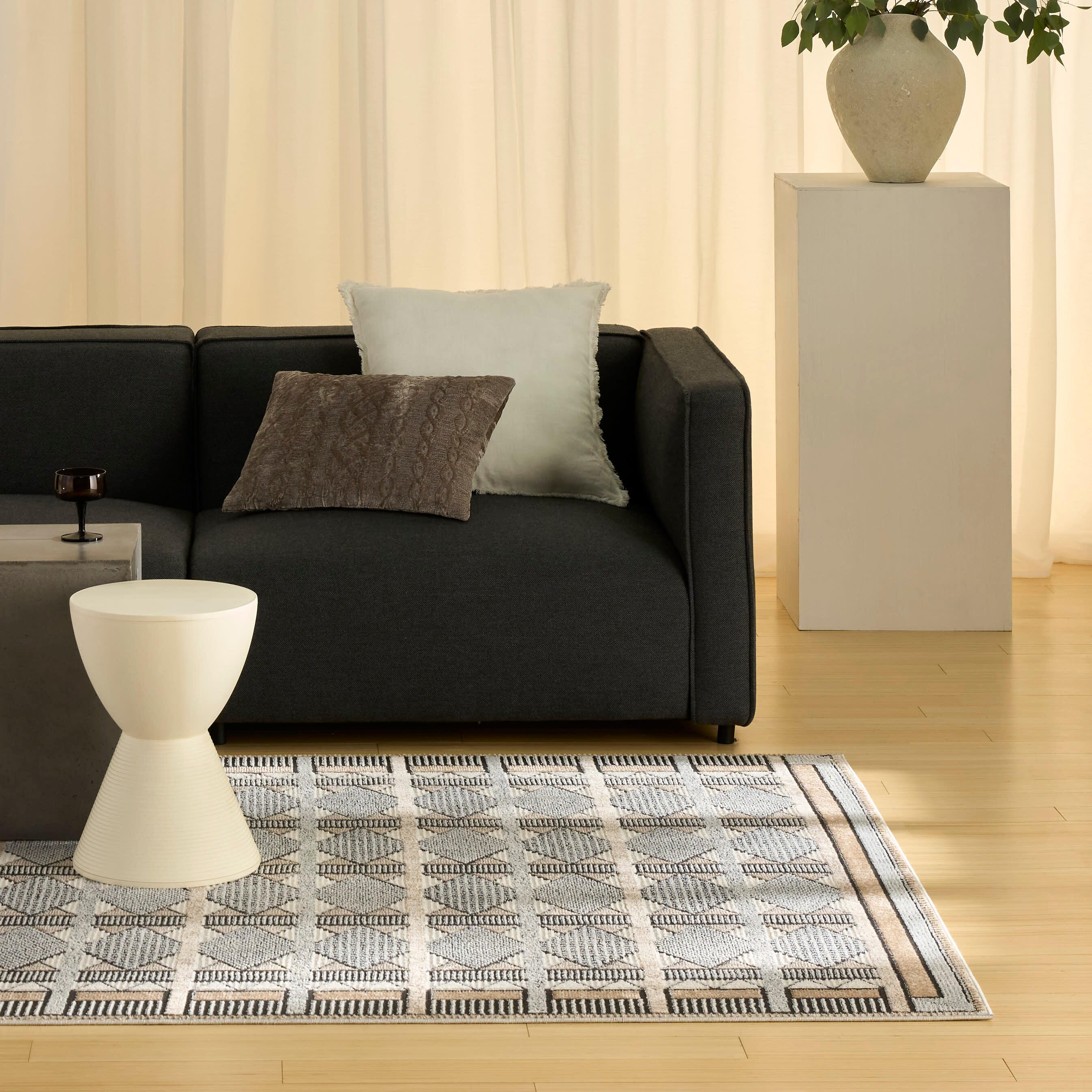 Nourison Home Nordic Diamond 5' x 7' Area Rug, Ivory/Black, rollover