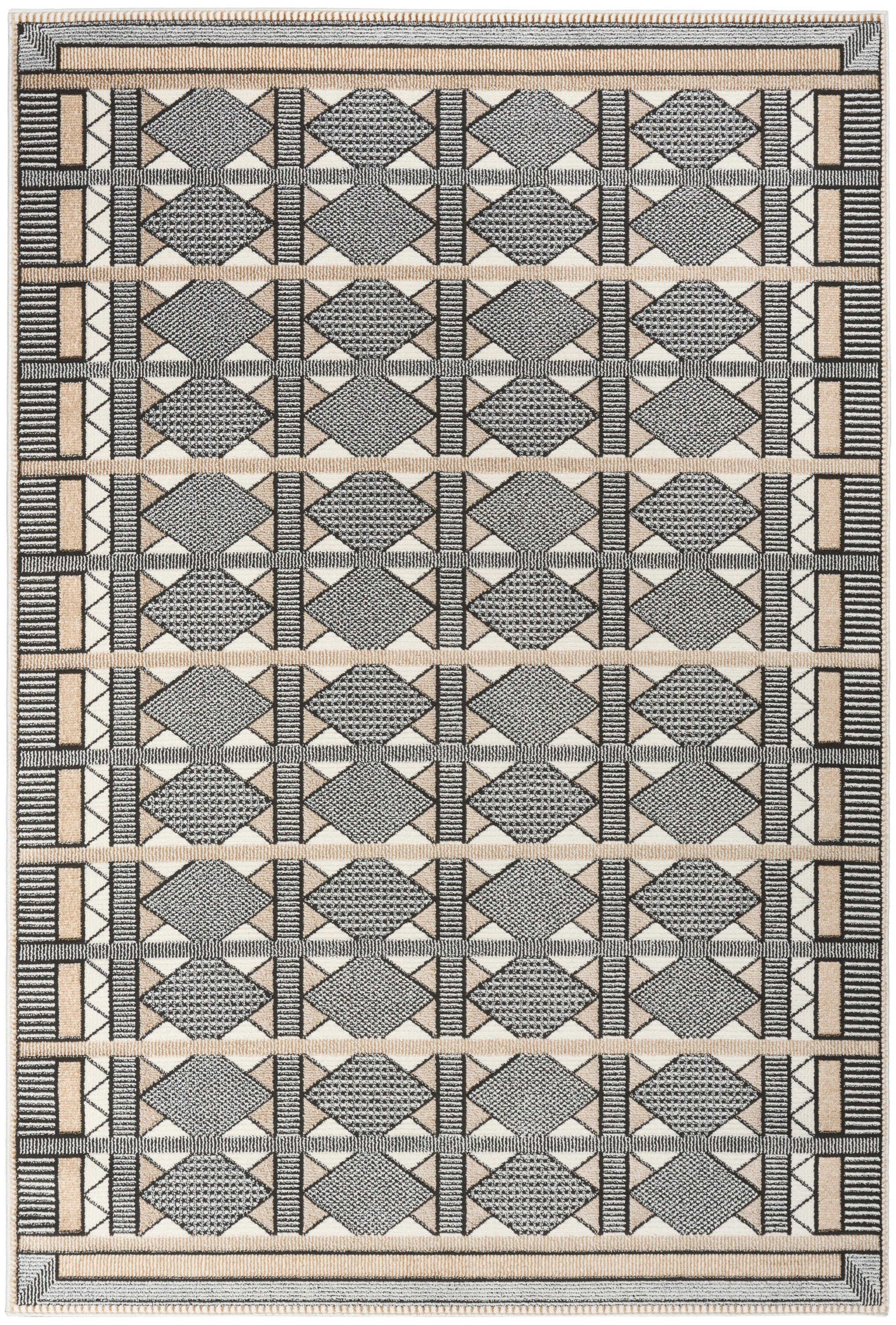 Nourison Home Nordic Diamond 5' x 7' Area Rug, Ivory/Black, large