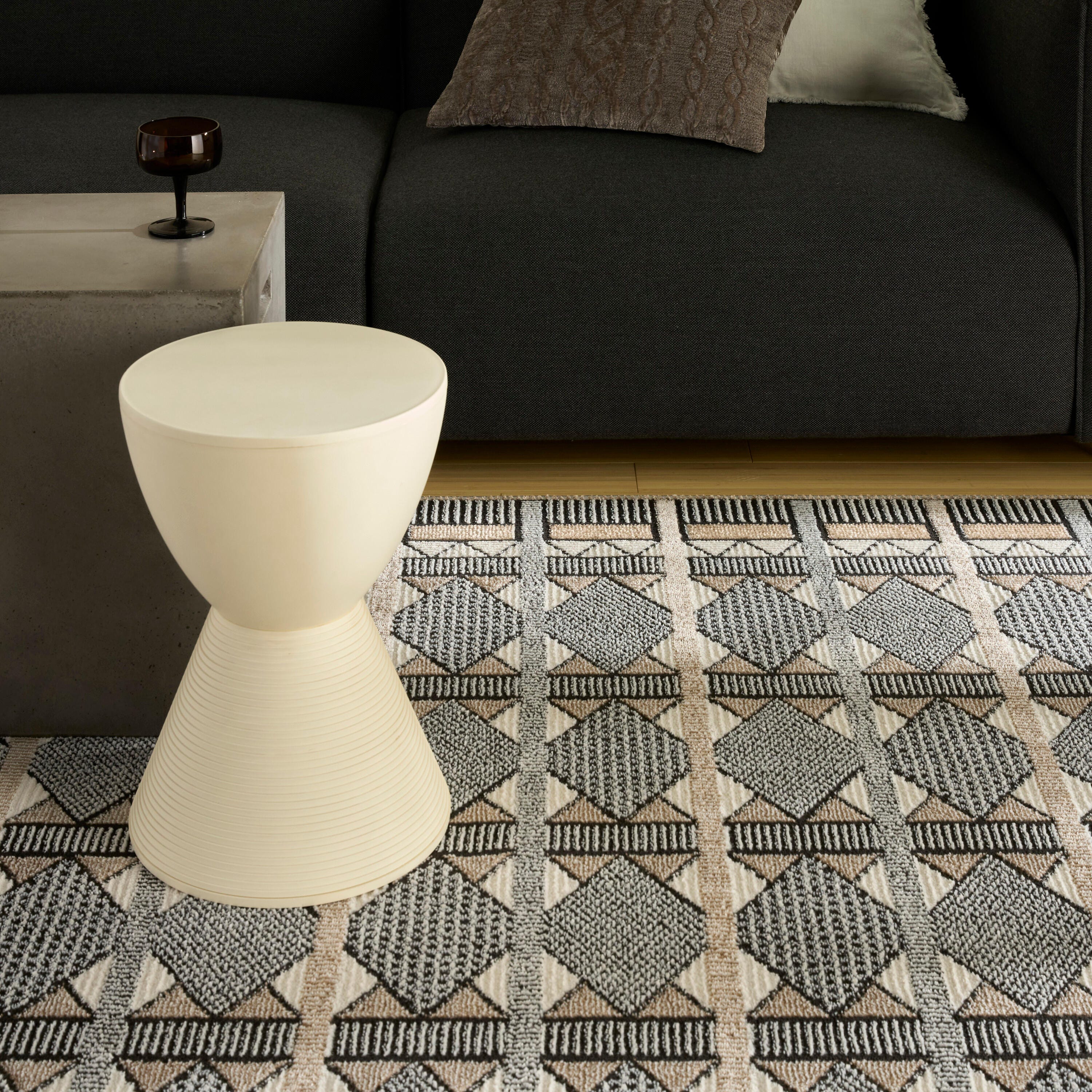 Nourison Home Nordic Diamond 5' x 7' Area Rug, Ivory/Black, large