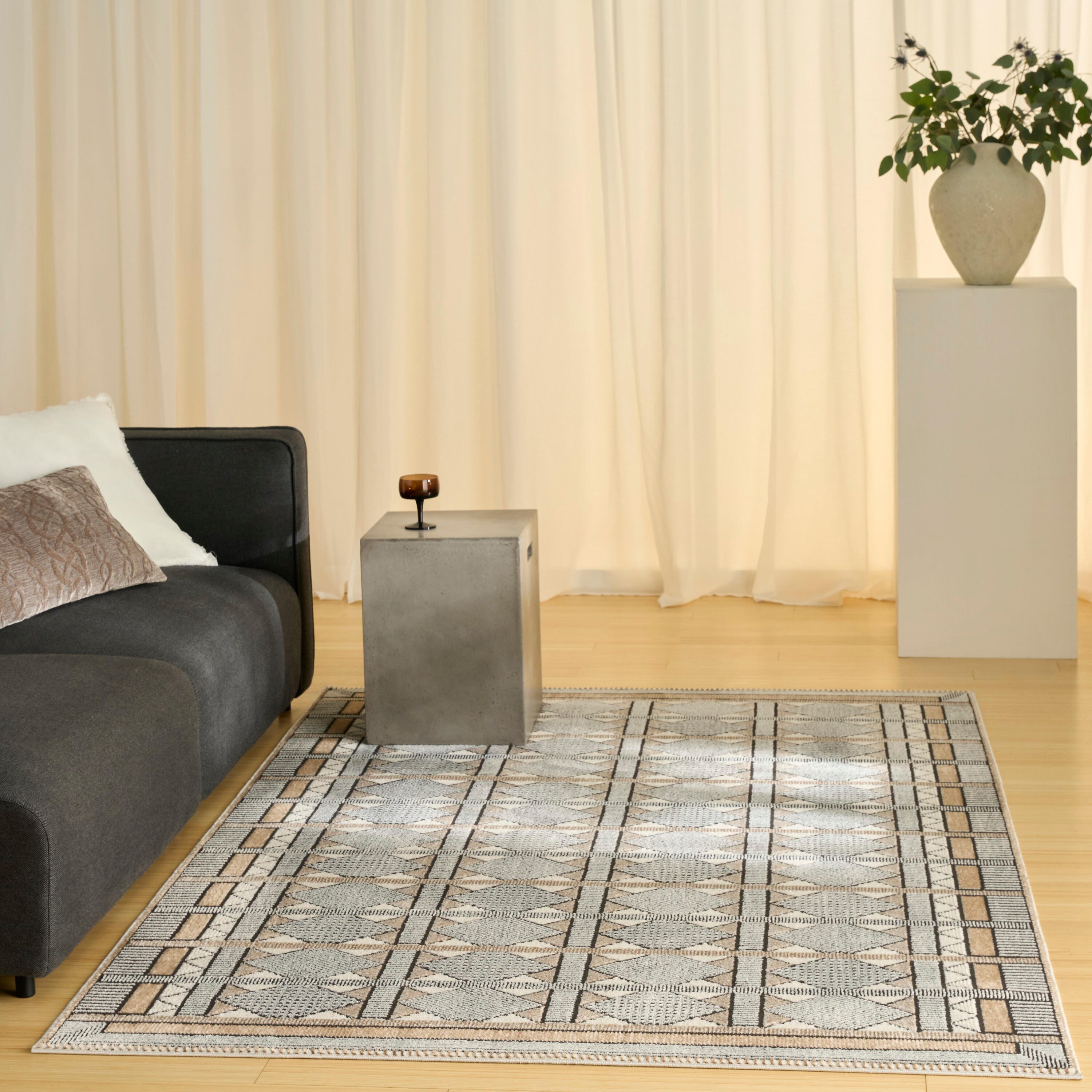 Nourison Home Nordic Diamond 5' x 7' Area Rug, Ivory/Black, large