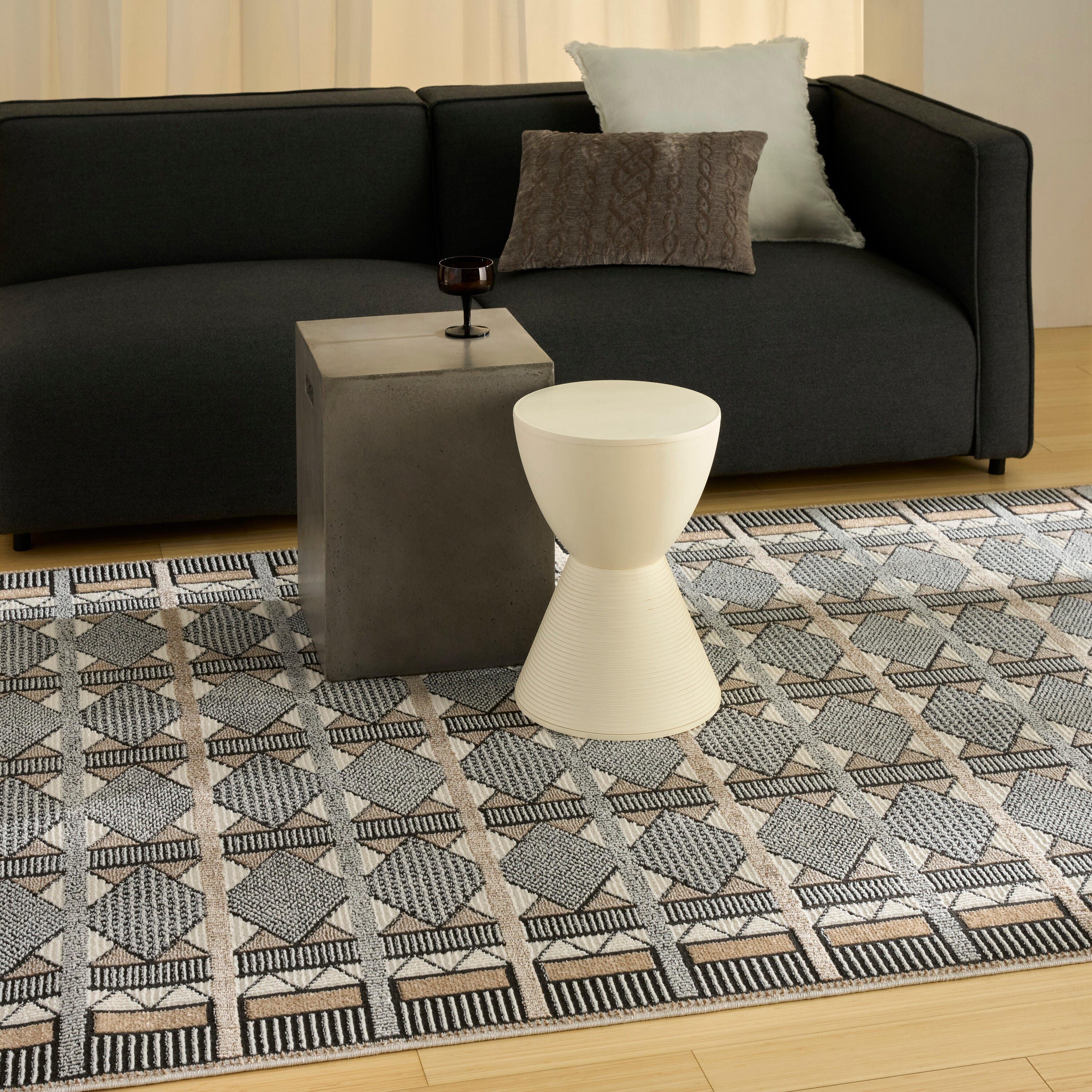 Nourison Home Nordic Diamond 5' x 7' Area Rug, Ivory/Black, large
